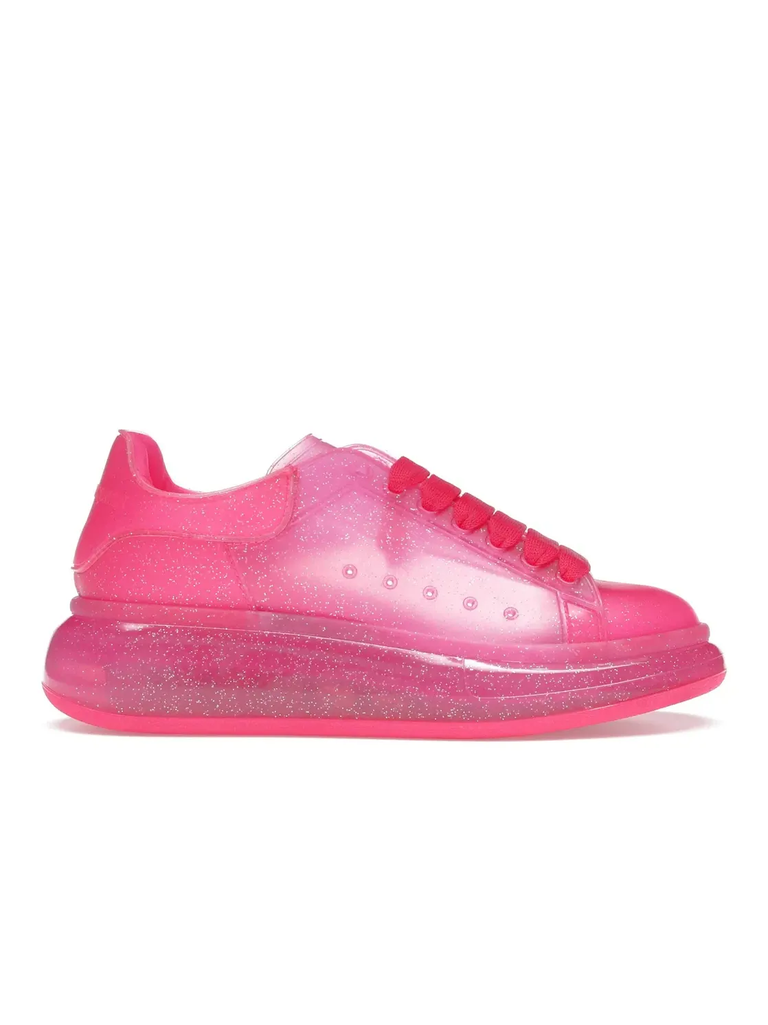 Женские кроссовки с блестками Oversized Alexander McQueen — изображение 1 из 4, яркий розовый