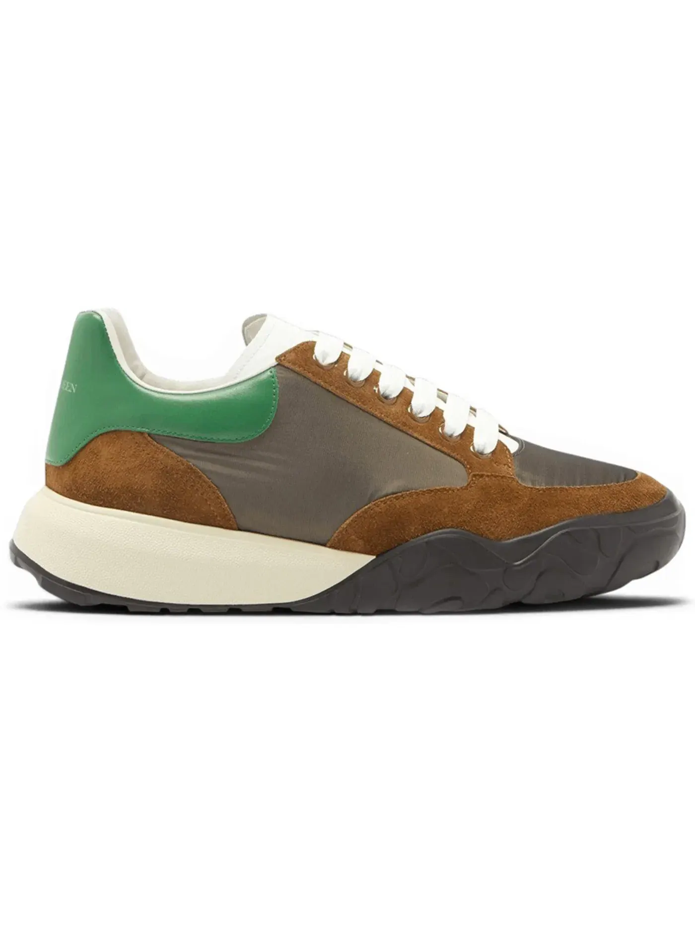 Мужские кроссовки с увеличенной подошвой Alexander McQueen Oversized Court Trainer — изображение 1 из 1, хаки зеленый белый