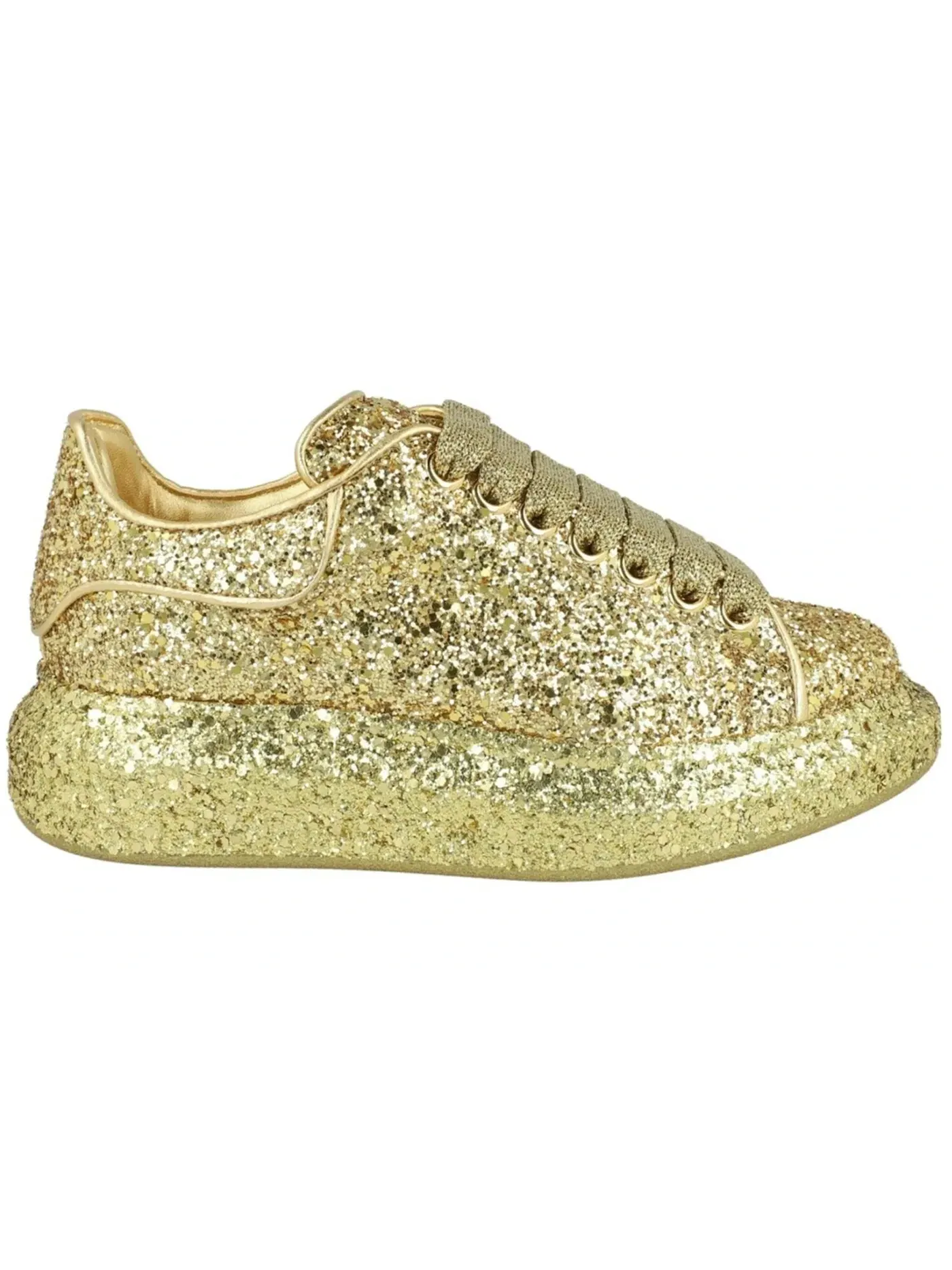 Женские кроссовки с блестками Alexander McQueen Oversized — изображение 1 из 3, золотистый/золотистый