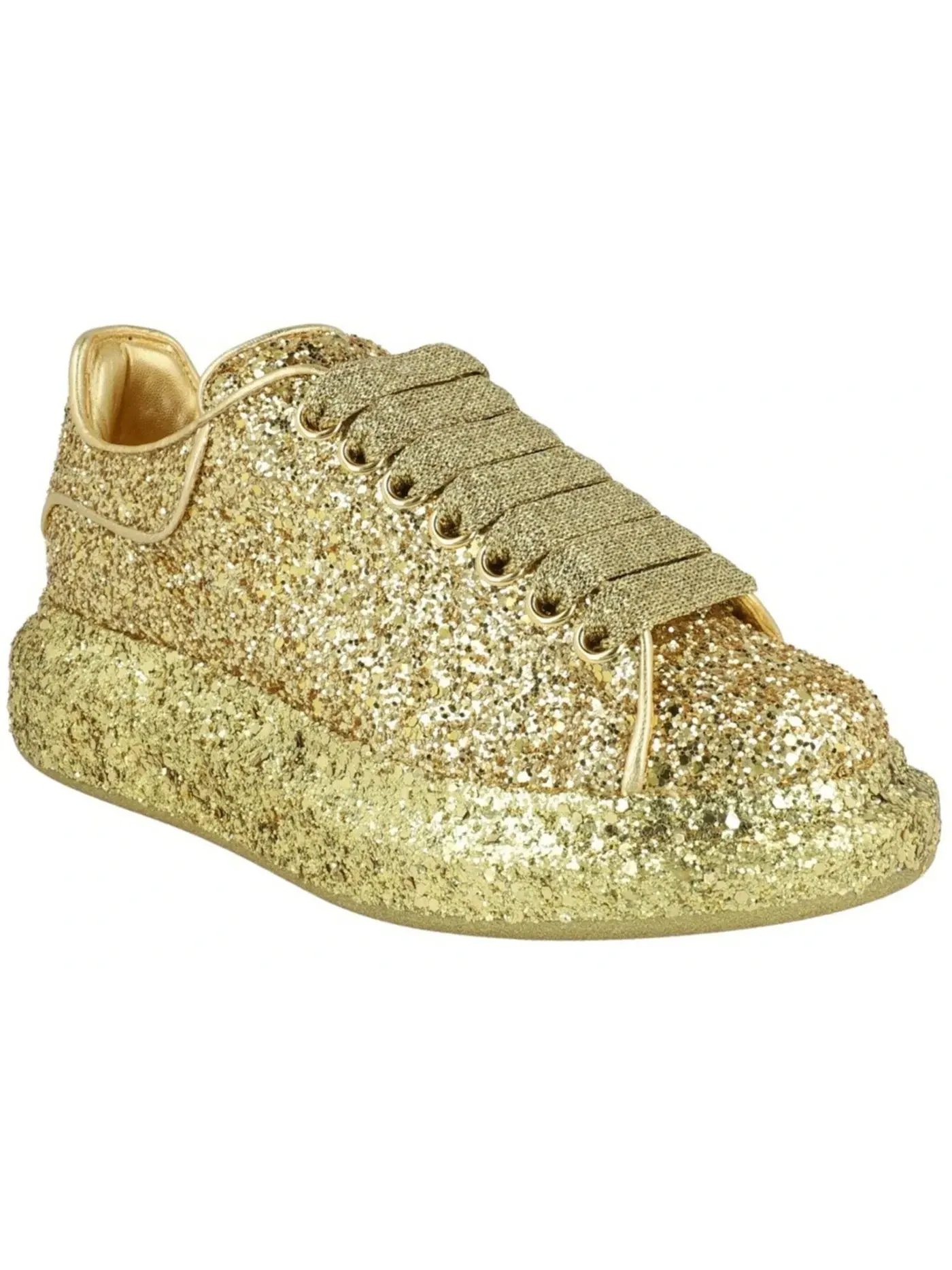 Женские кроссовки с блестками Alexander McQueen Oversized — изображение 2 из 3, золотистый/золотистый