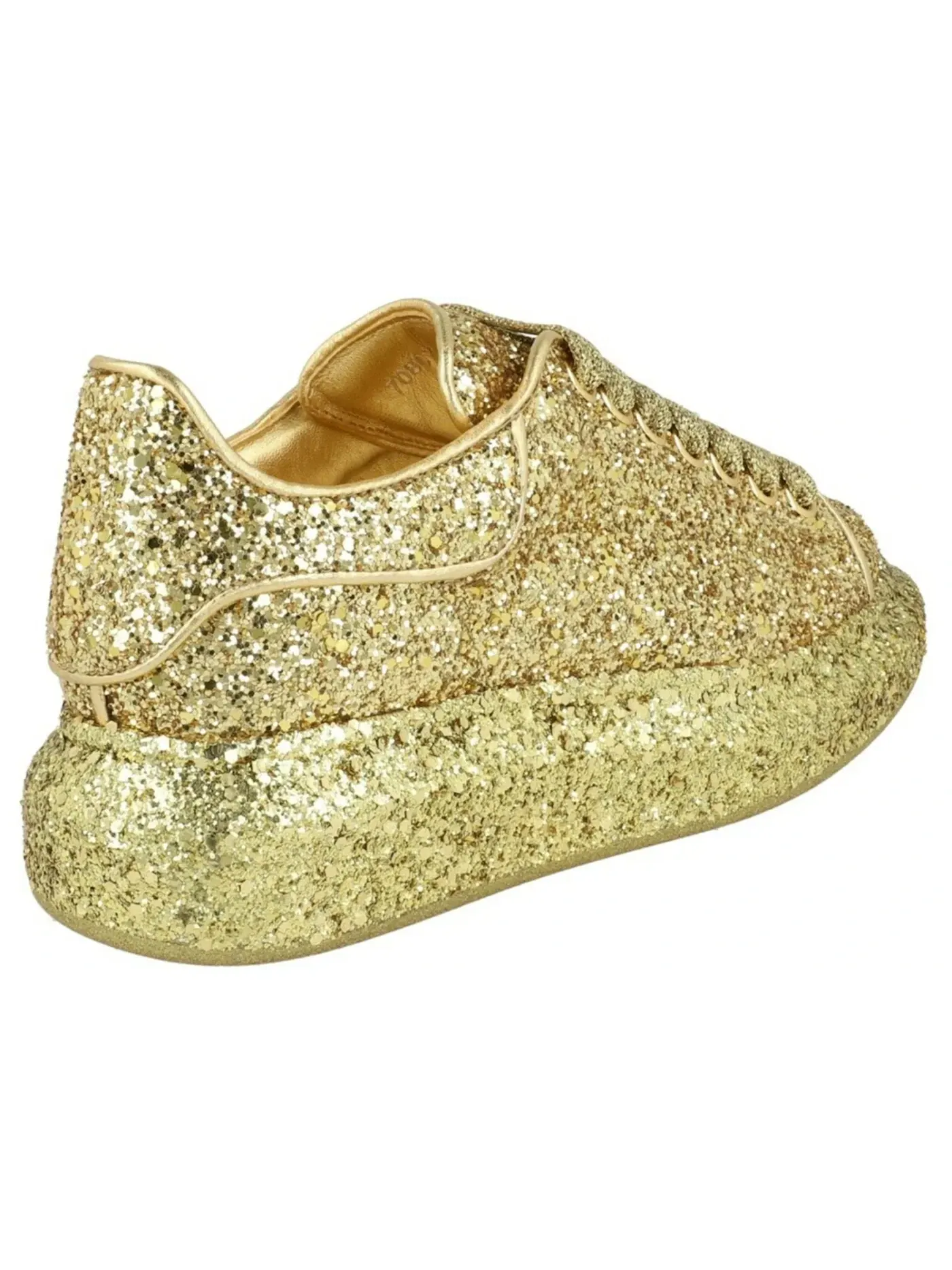 Женские кроссовки с блестками Alexander McQueen Oversized — изображение 3 из 3, золотистый/золотистый