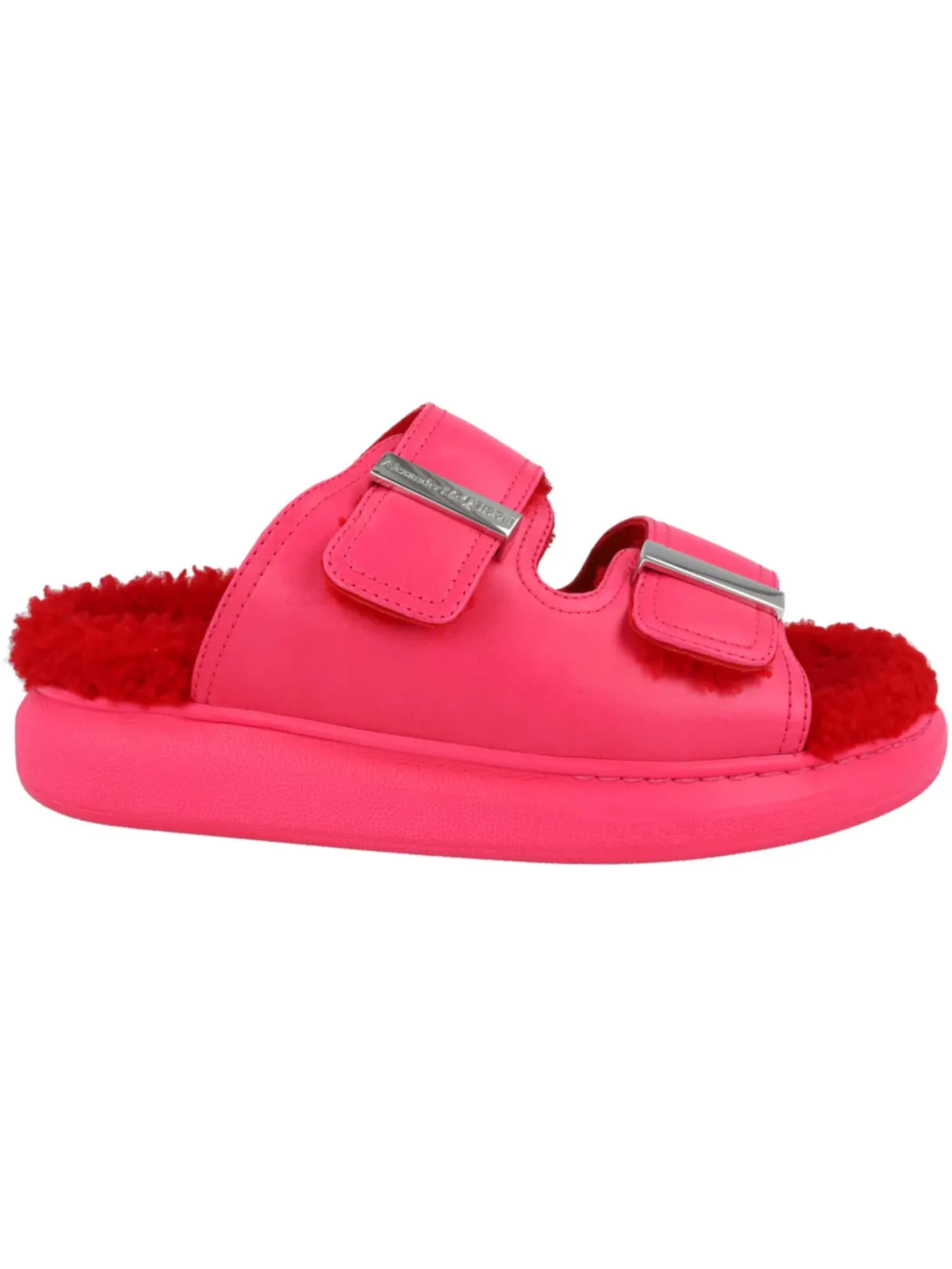 Женские шлепанцы Oversized Hybrid Slides Alexander McQueen — изображение 1 из 3, розовый серебристый