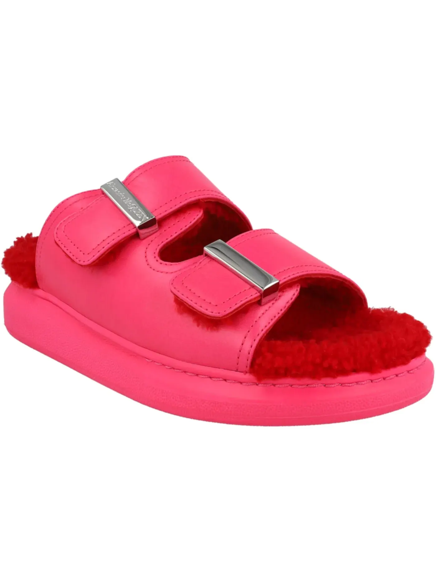 Женские шлепанцы Oversized Hybrid Slides Alexander McQueen — изображение 2 из 3, розовый серебристый