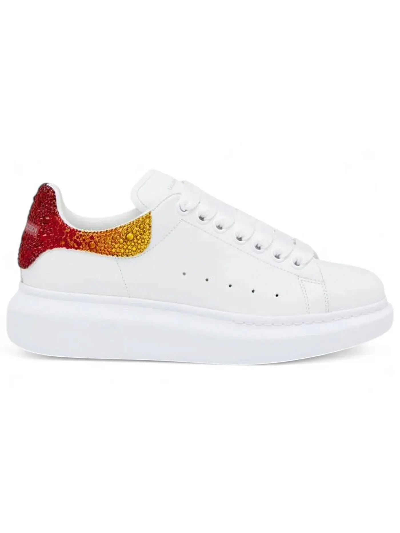 Женские кроссовки с кристаллами Alexander McQueen Oversized — изображение 1 из 1, белый/оранжевый
