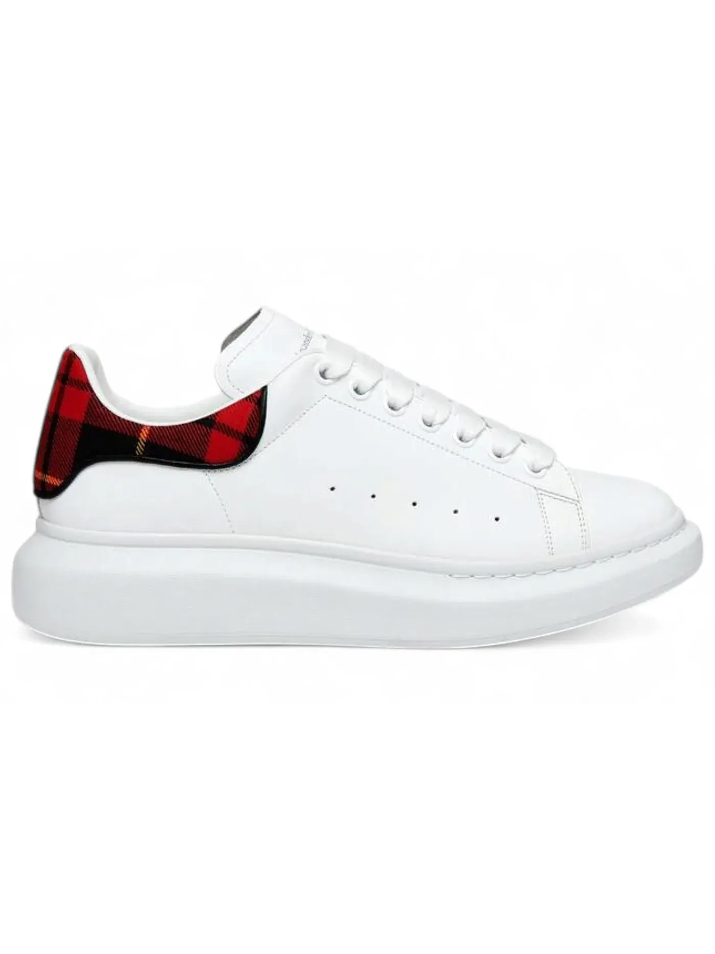 Женские кроссовки с клетчатым принтом Alexander McQueen Oversized — изображение 1 из 1, белый/красный