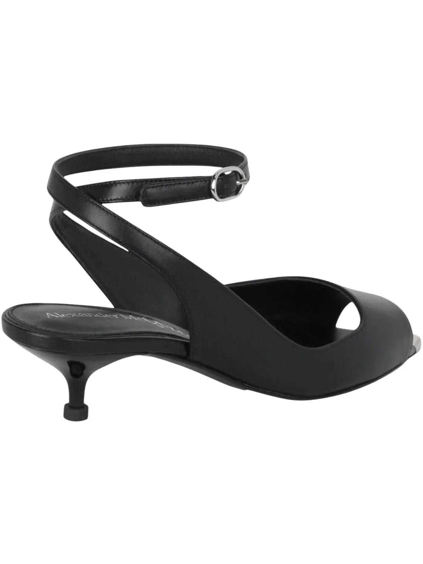 Женские босоножки на каблуке с открытым носком Alexander McQueen Punk Peep Toe 2 In Sandals — изображение 3 из 3