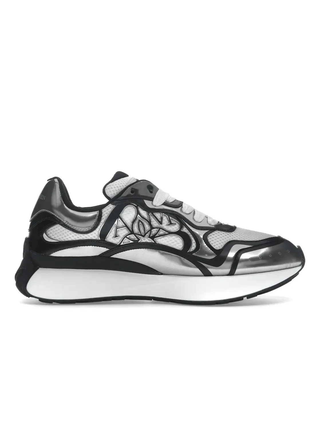 Мужские кроссовки с замшевыми вставками Alexander McQueen Sprint Runner — изображение 1 из 4, черный/белый/серебристый