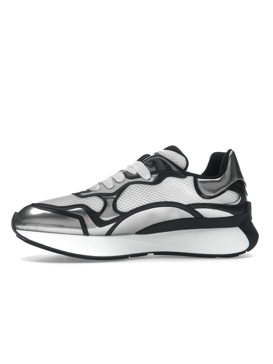 Мужские кроссовки с замшевыми вставками Alexander McQueen Sprint Runner — изображение 3 из 4, черный/белый/серебристый