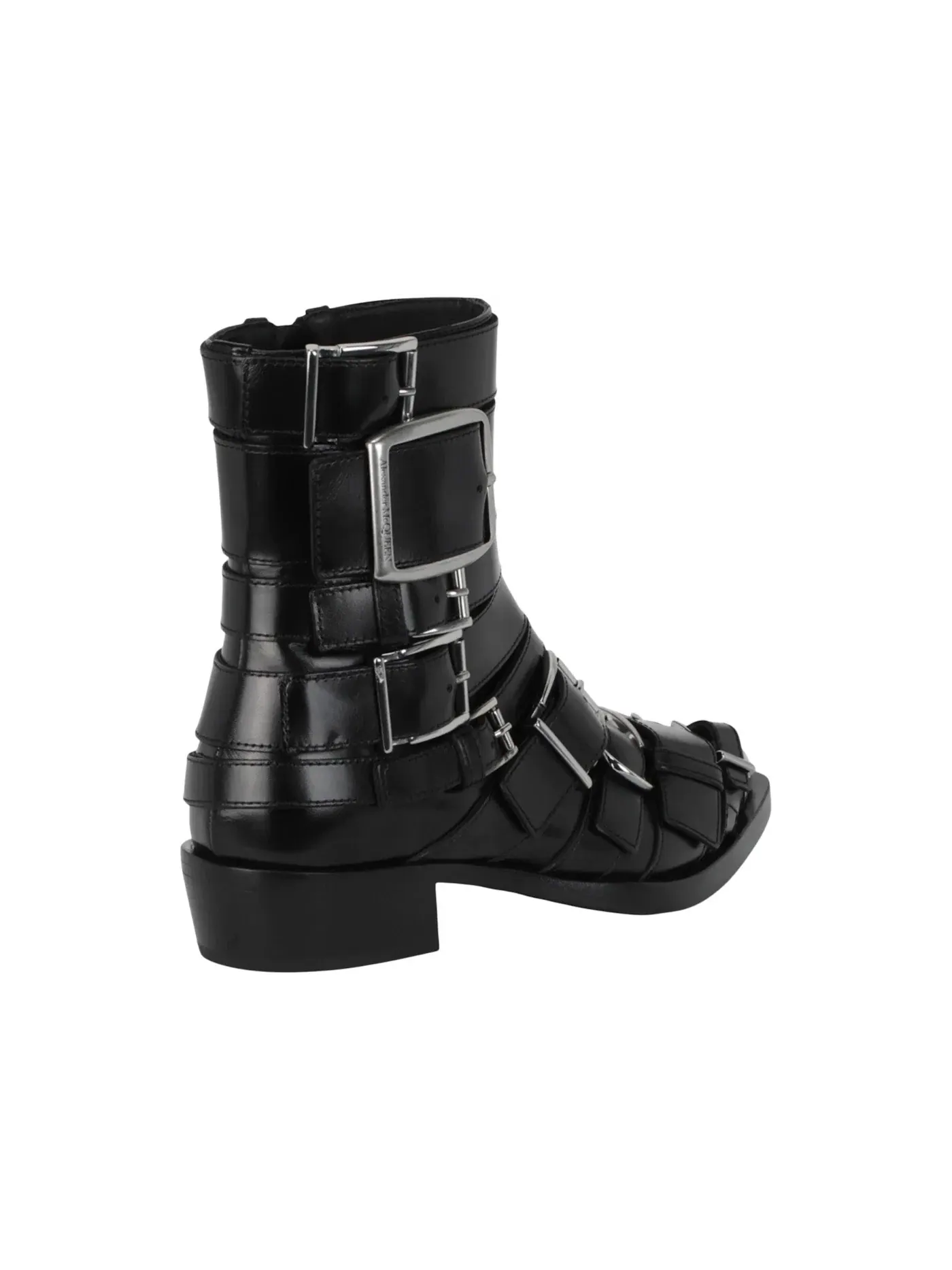 Женские ботинки на шнуровке Alexander McQueen Strappy Punk Ankle Boots — изображение 3 из 3, черный/серебристый