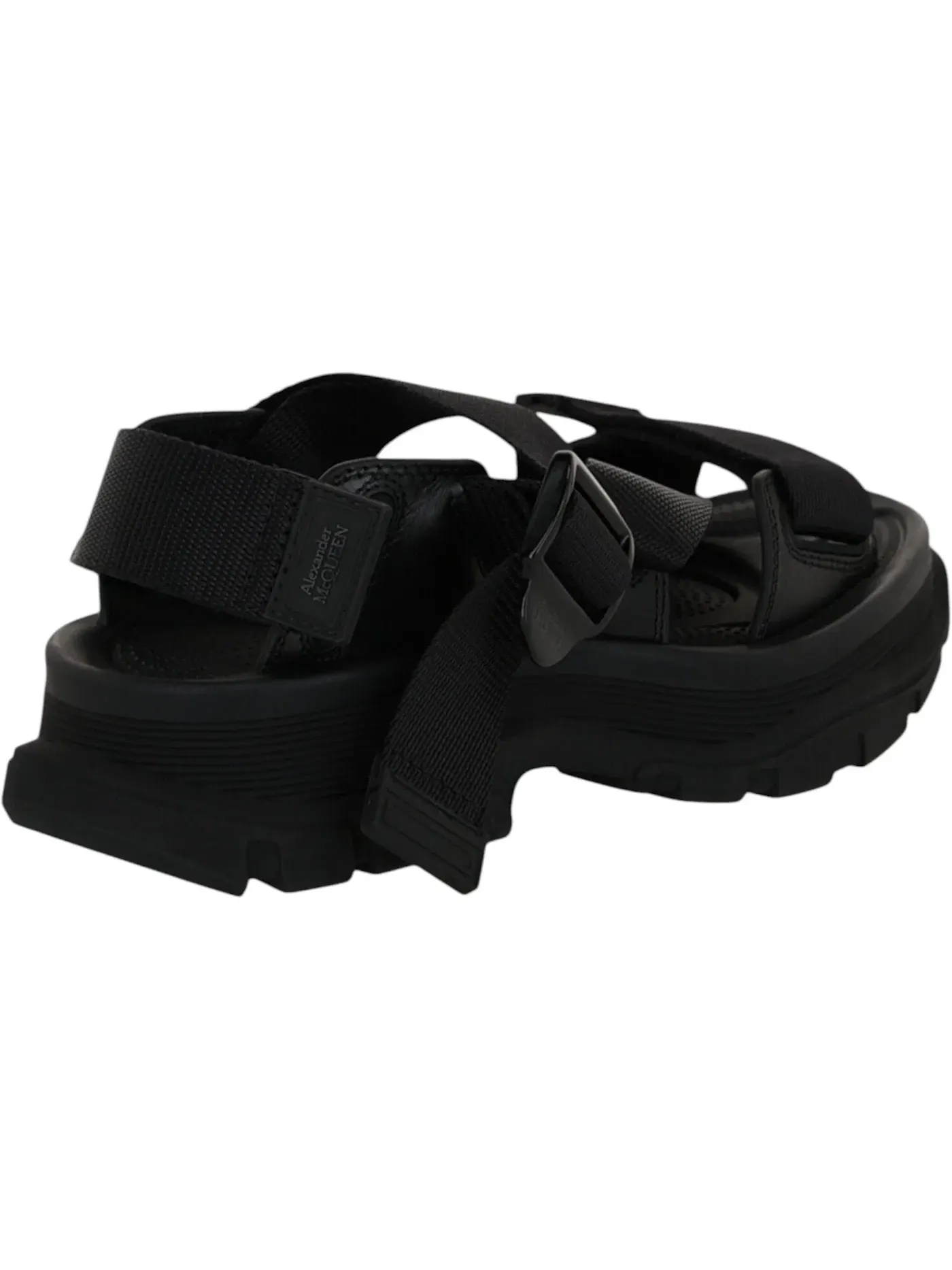Женские сандалии с ремешками Alexander McQueen Tread Sandals — изображение 3 из 3, черный/черный