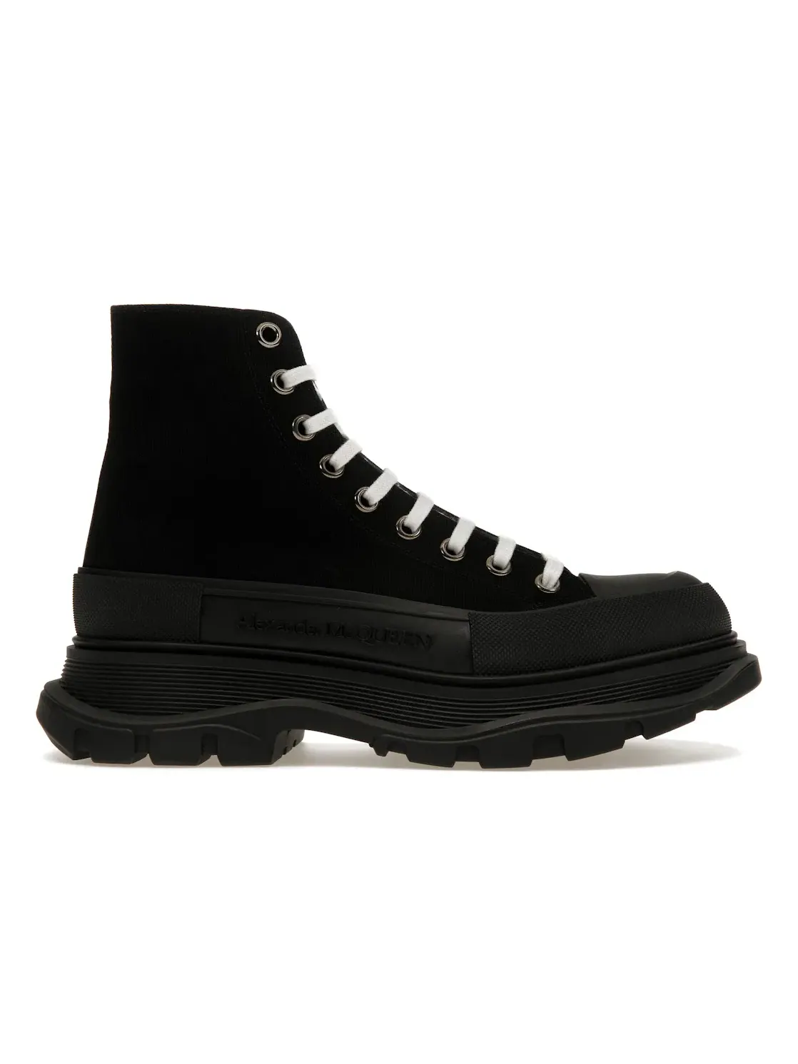 Мужские ботинки с принтом Alexander McQueen Tread Slick Boot — изображение 1 из 2, черный/черный/белый