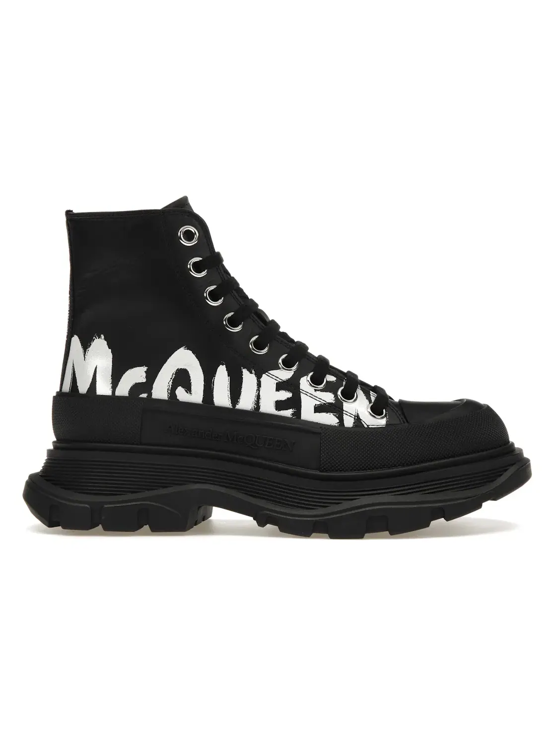 Женские ботинки с принтом Tread Slick Boot Alexander McQueen — изображение 1 из 4, черный/белый