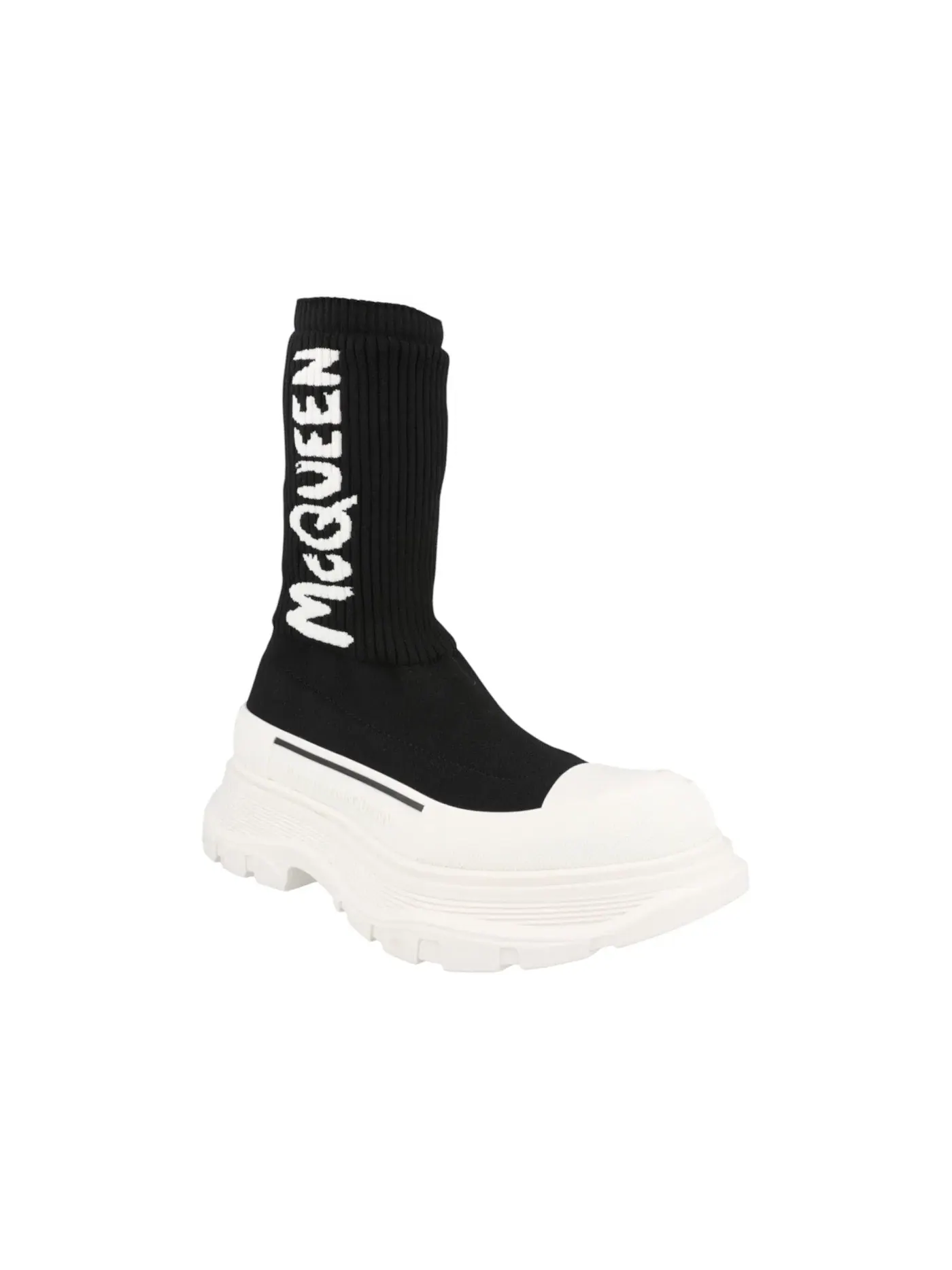 Женские ботинки с рифленой подошвой Alexander McQueen Tread Slick Boot — изображение 2 из 5, черный/белый