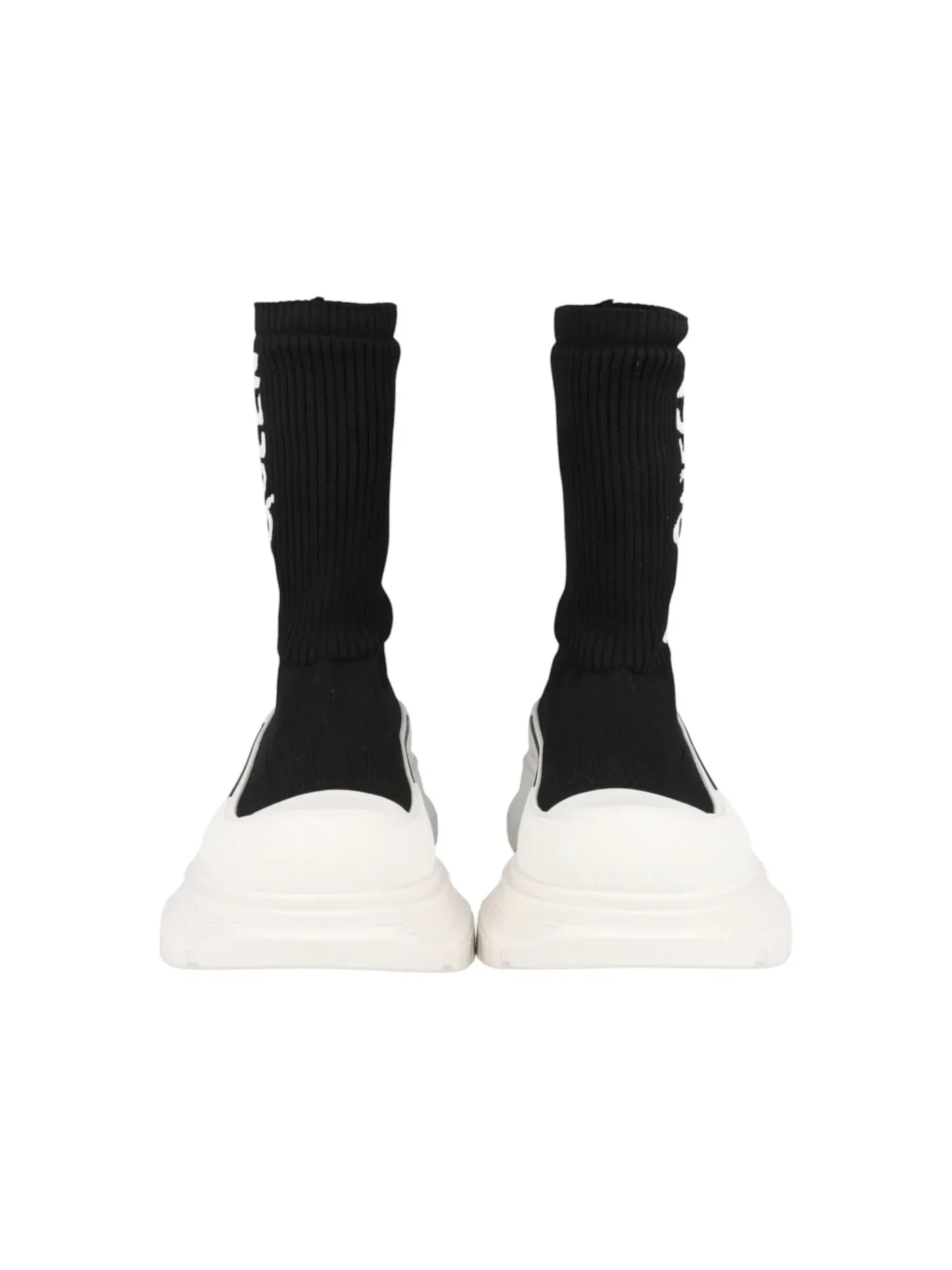 Женские ботинки с рифленой подошвой Alexander McQueen Tread Slick Boot — изображение 5 из 5, черный/белый