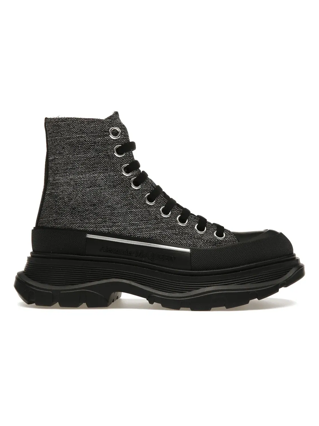 Женские ботинки Tread Slick Lace Up Boot Alexander McQueen — изображение 1 из 4, черный/серебристый