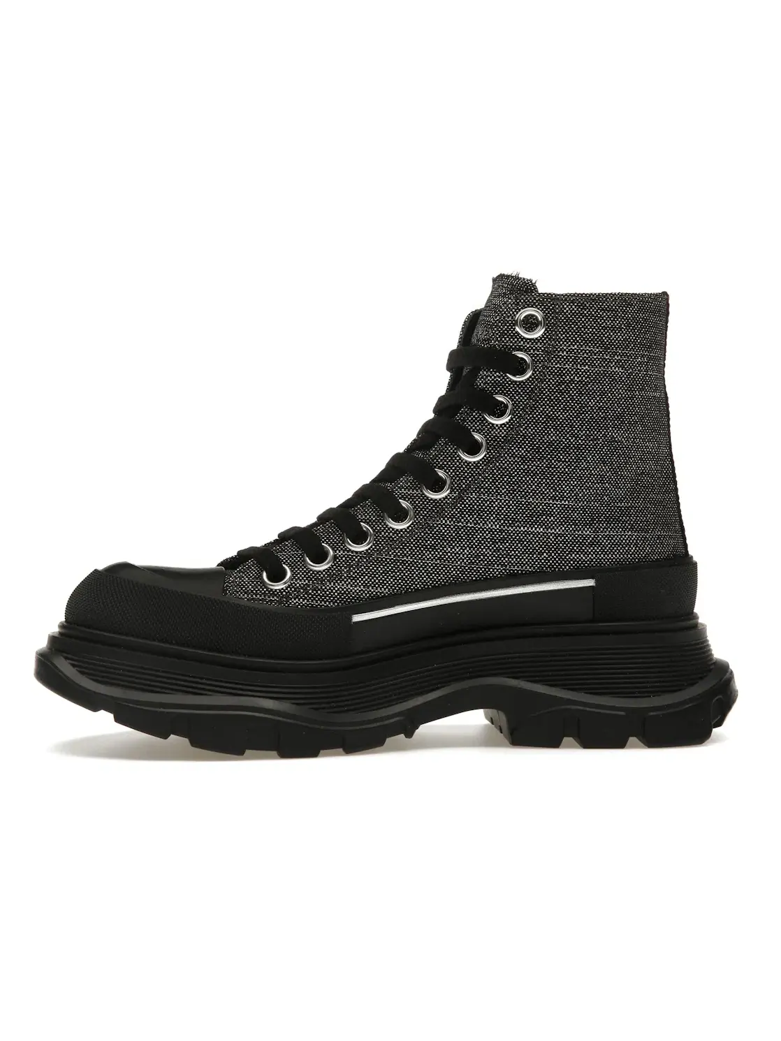Женские ботинки Tread Slick Lace Up Boot Alexander McQueen — изображение 3 из 4, черный/серебристый