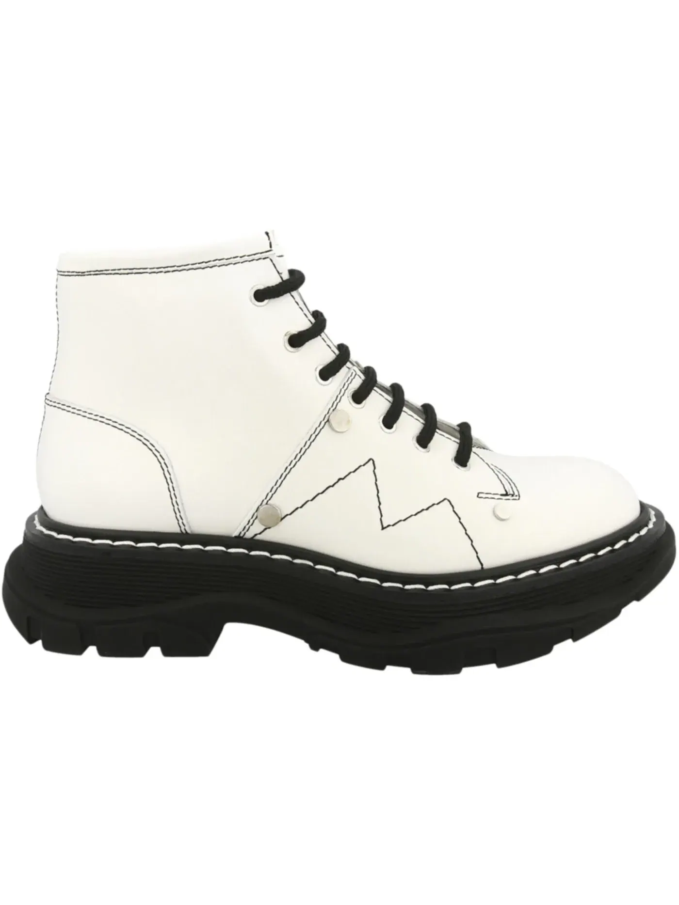 Женские ботинки на шнуровке Alexander McQueen Tread Slick Lace Up Boot — изображение 1 из 1, слоновая кость/черный