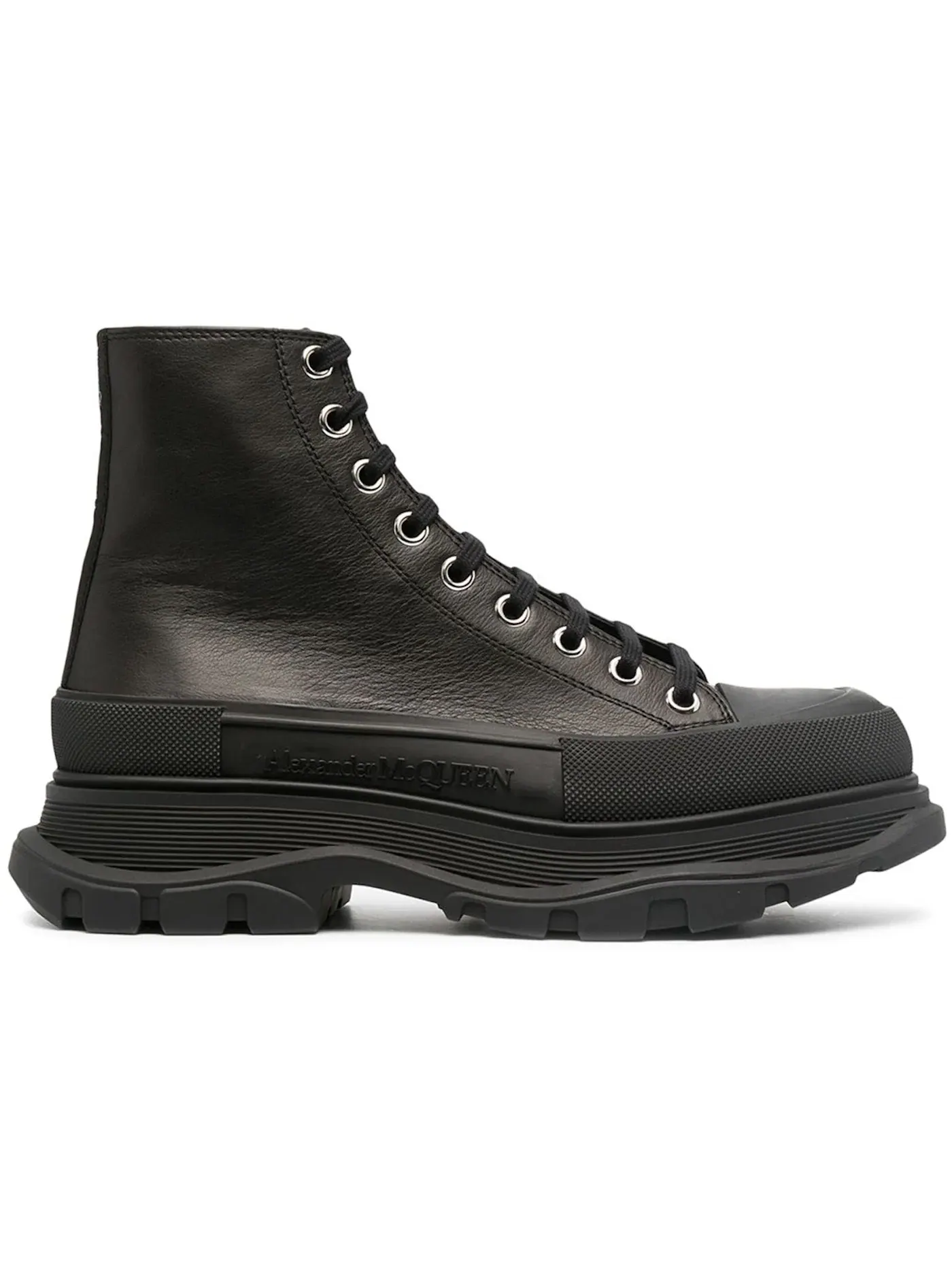 Мужские ботинки на шнуровке Alexander McQueen Tread Slick Lace Up Boot — изображение 1 из 1, черный/черный/черный