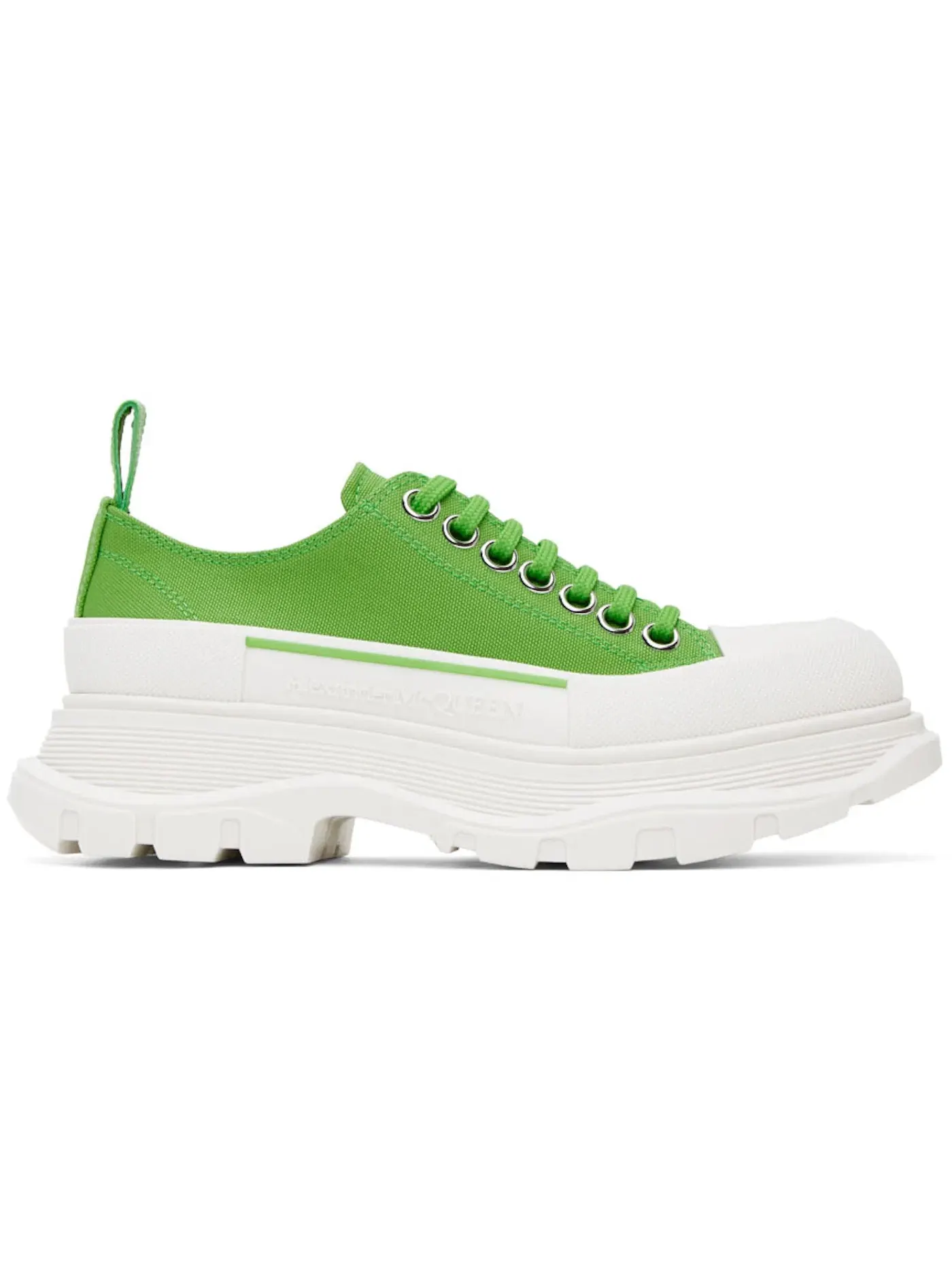 Женские кроссовки на шнуровке Alexander McQueen Tread Slick Low Lace Up — изображение 1 из 1, зеленый/белый