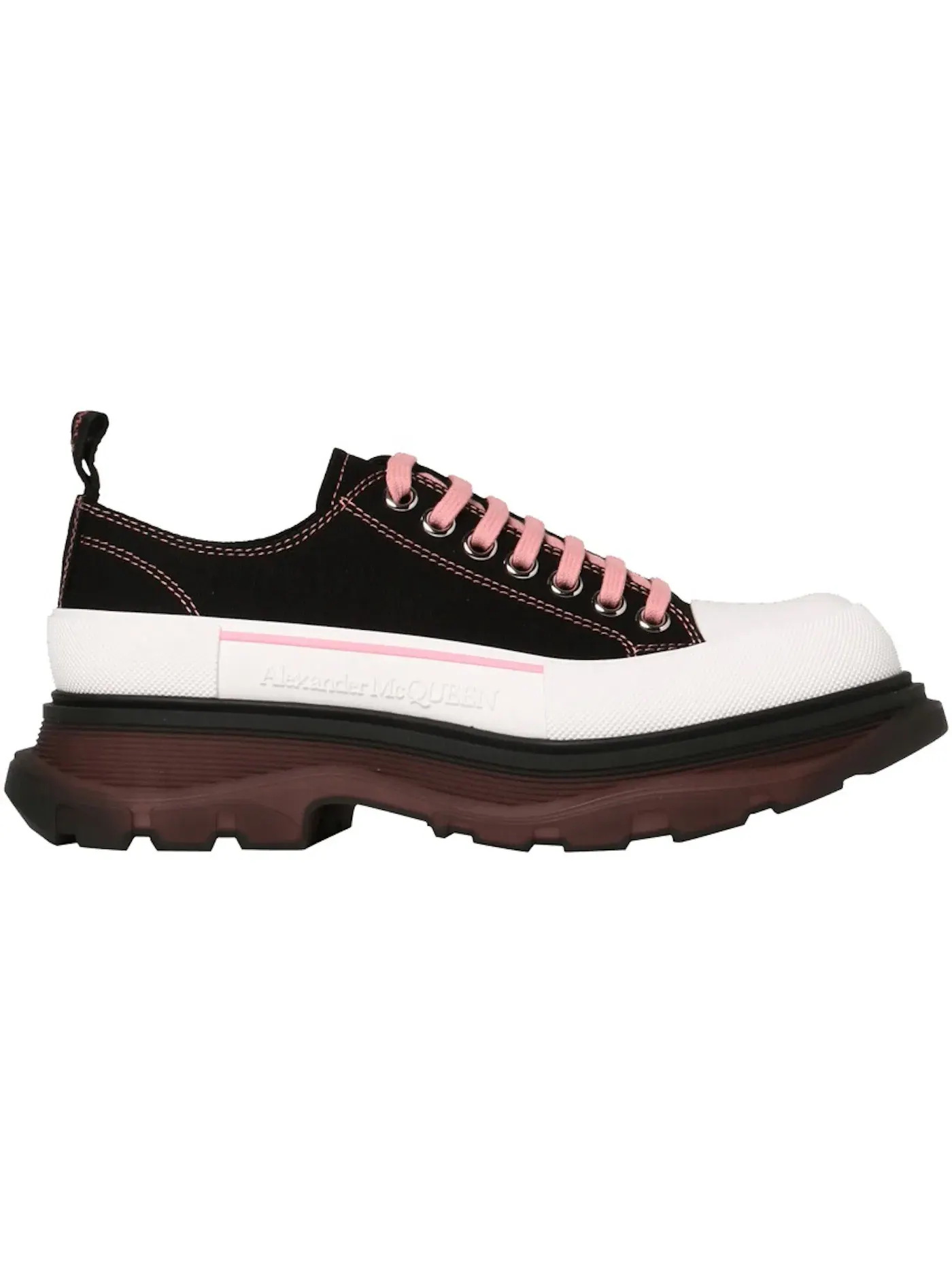 Мужские кроссовки на шнуровке Alexander McQueen Tread Slick Low Lace Up — изображение 1 из 1, черный/розовый