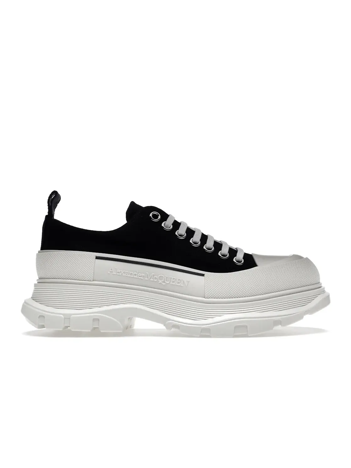 Мужские кроссовки на массивной подошве Alexander McQueen Tread Slick Low Lace Up — изображение 1 из 4, черный/белый