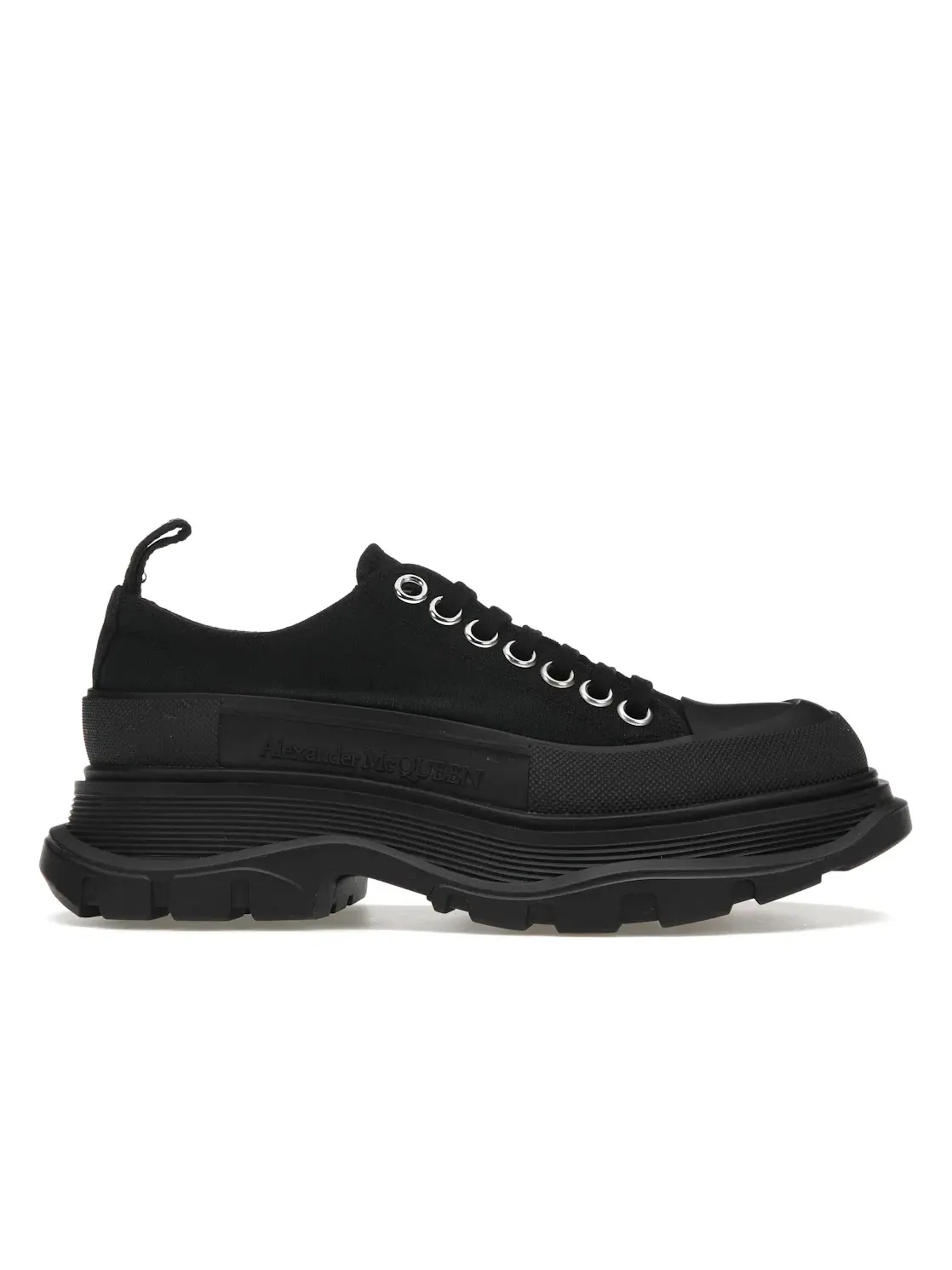 Женские кроссовки на шнуровке Alexander McQueen Tread Slick Low Lace Up — изображение 1 из 4, черный/черный