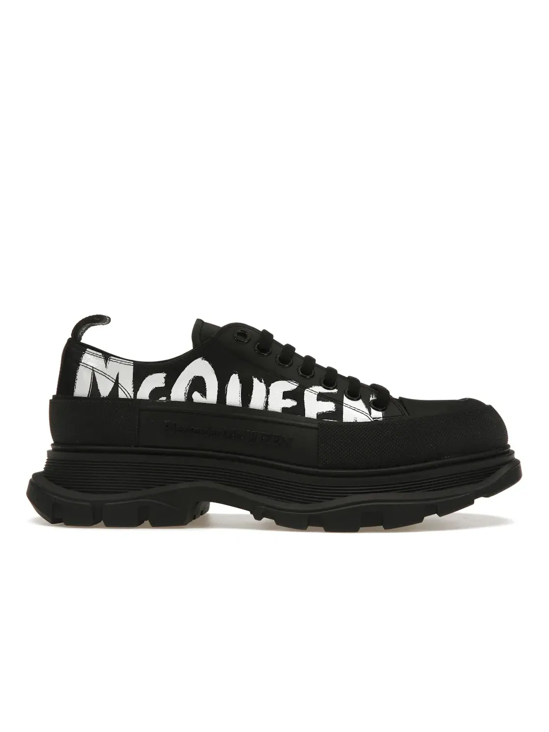 Мужские кроссовки с принтом Alexander McQueen Tread Slick Low Lace Up — изображение 1 из 4, черный/черный/белый