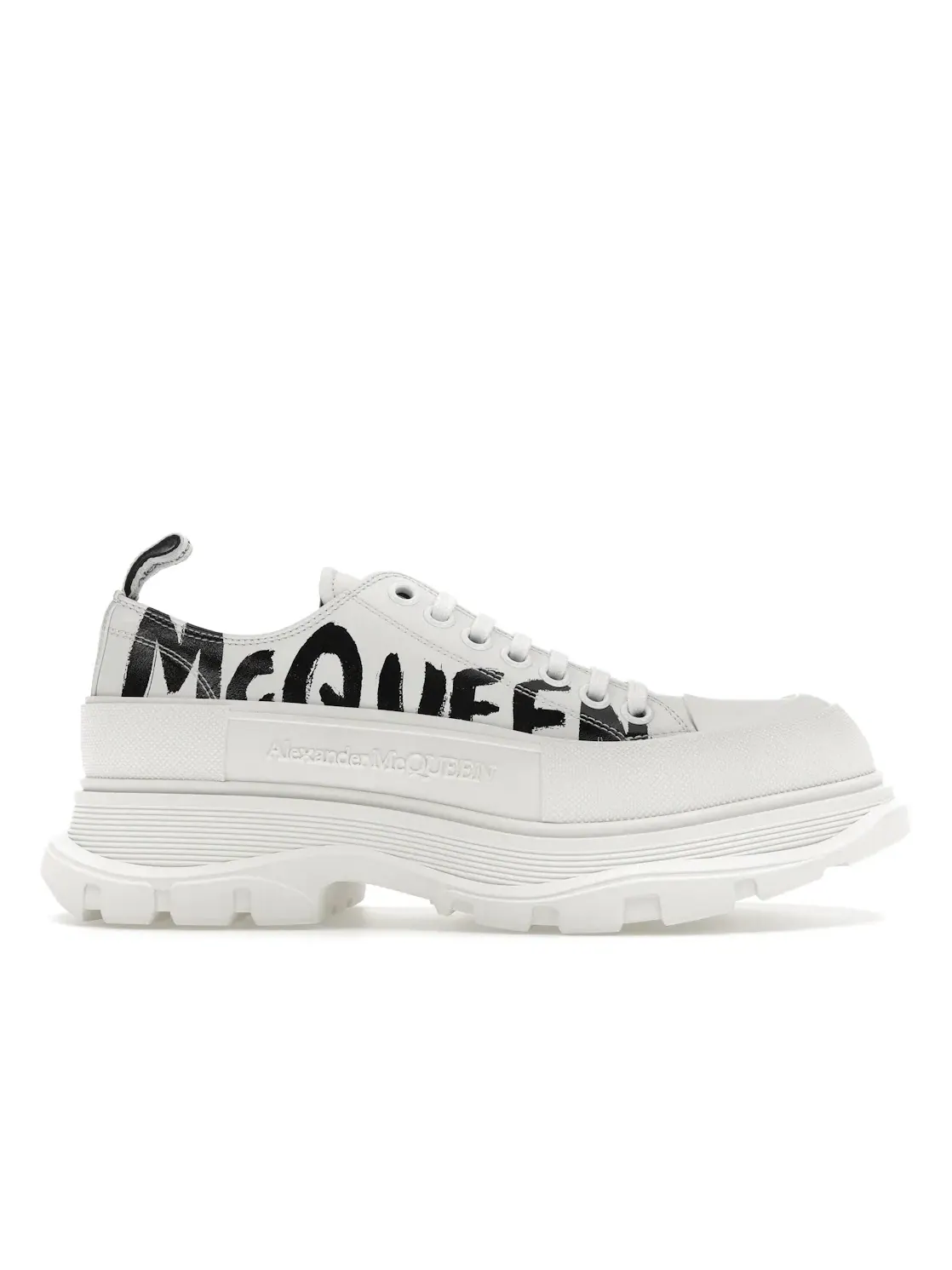 Мужские кроссовки на шнуровке с принтом Alexander McQueen Tread Slick Low Lace Up — изображение 1 из 4, белый/черный/белый