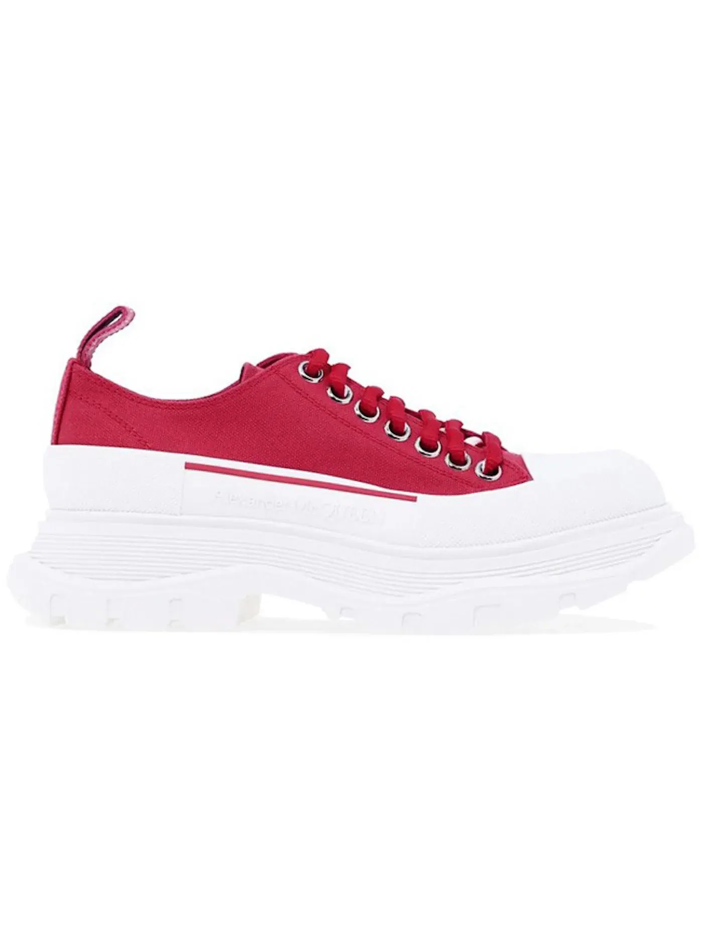 Женские кроссовки с низким верхом Alexander McQueen Tread Slick Low Lace Up — изображение 1 из 1, красный/белый