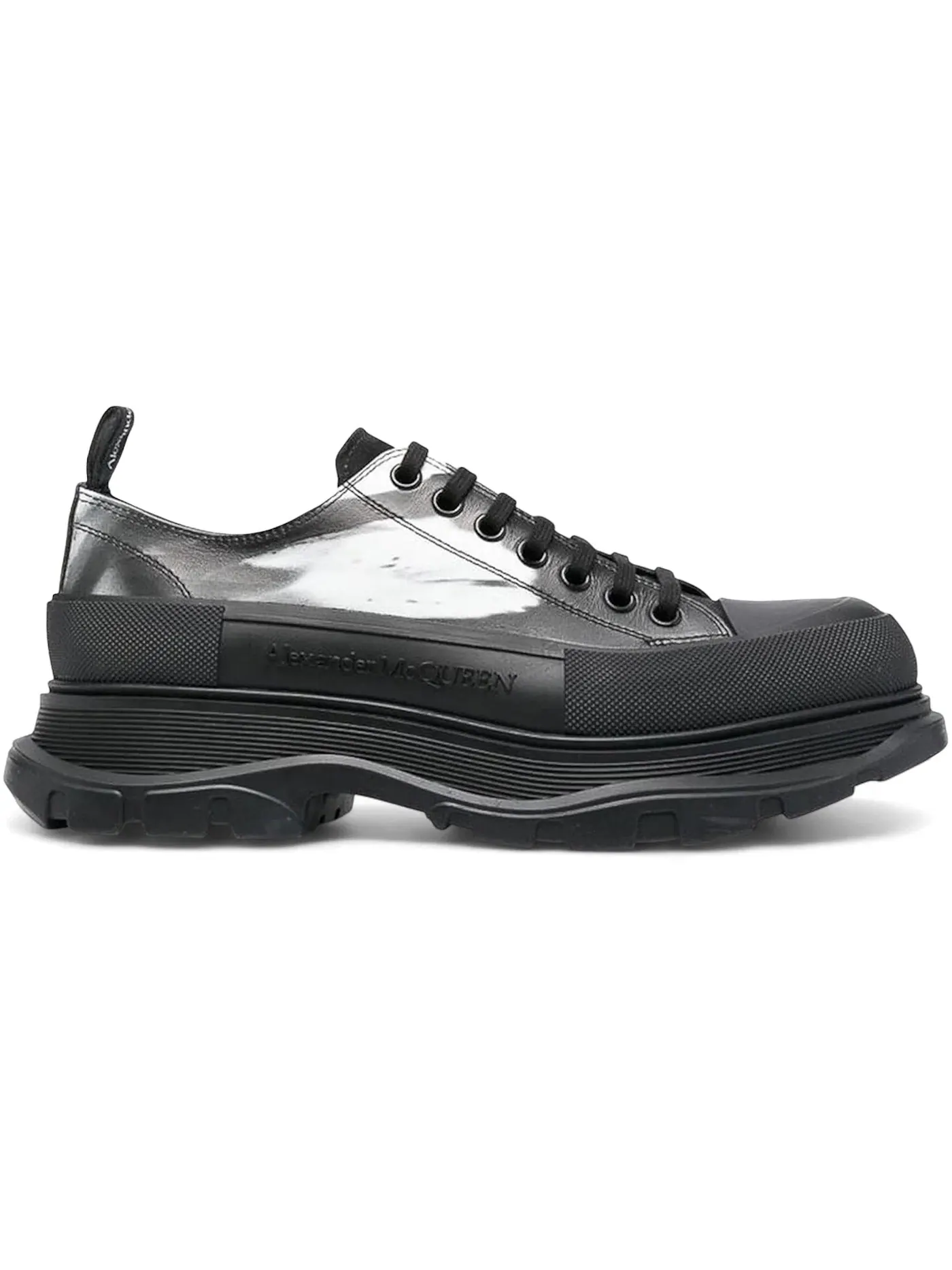 Мужские кроссовки с цветочным принтом Alexander McQueen Tread Slick Low Lace Up — изображение 1 из 1, черный/белый