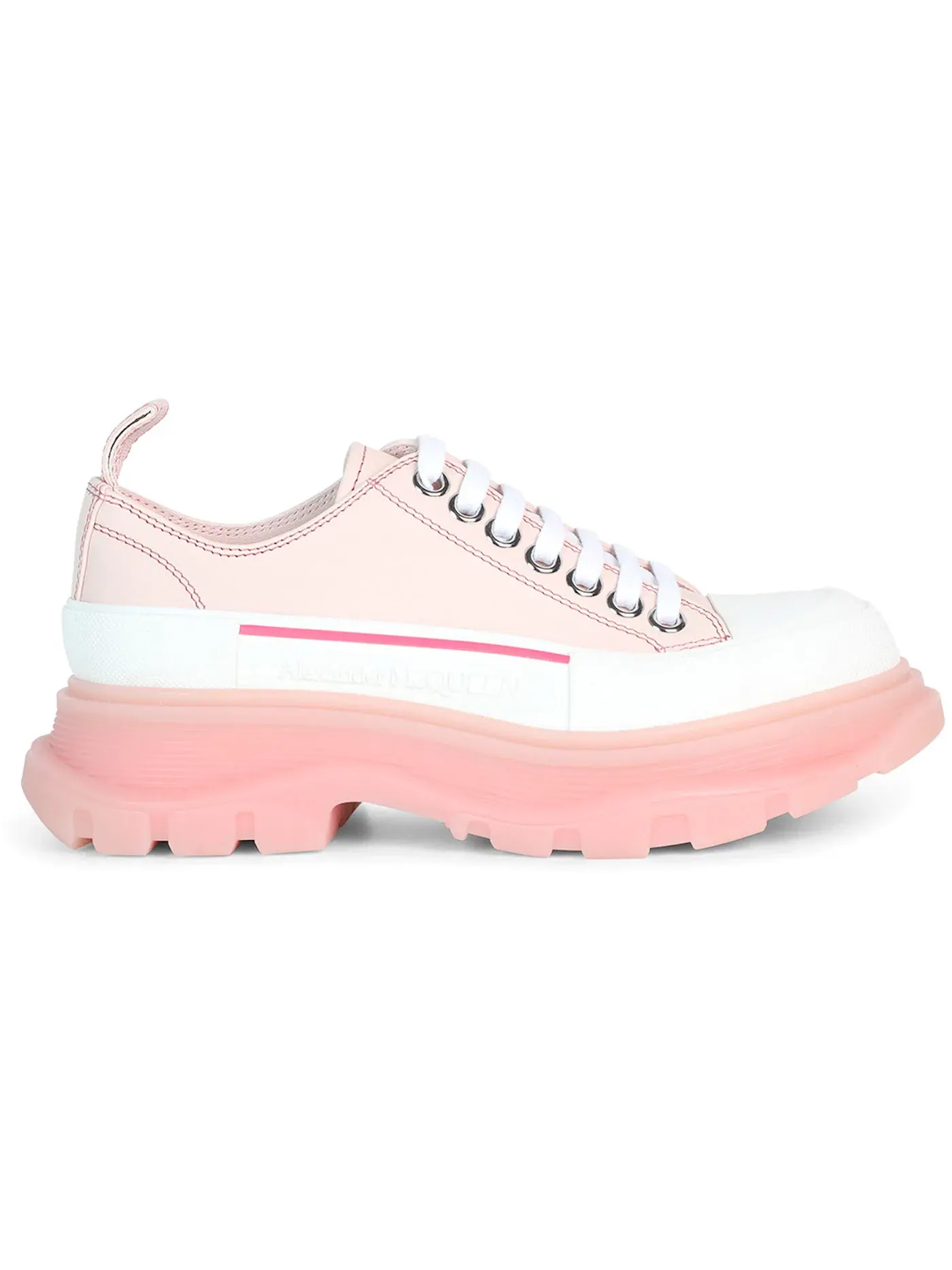 Женские кроссовки с принтом Alexander McQueen Tread Slick Low Lace Up — изображение 1 из 1, розовый/белый