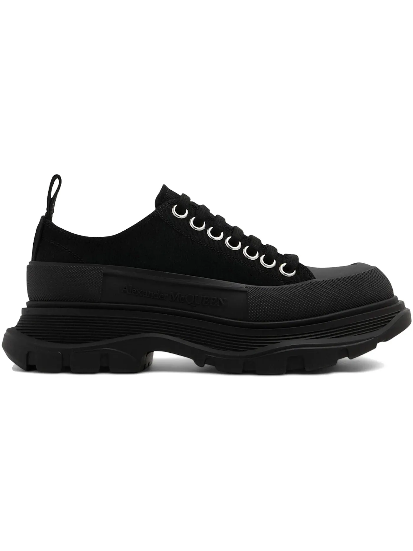 Женские кроссовки на шнуровке Alexander McQueen Tread Slick Low Lace Up — изображение 1 из 1, черный/черный/черный