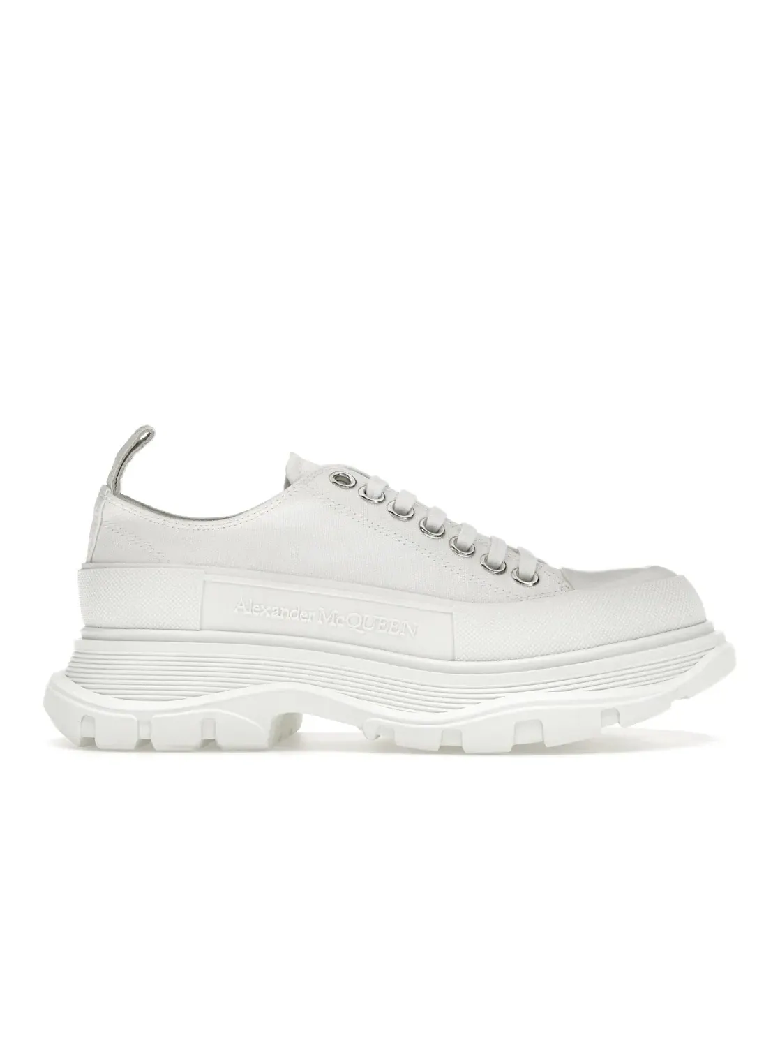 Женские кроссовки с низкой шнуровкой Alexander McQueen Tread Slick Low Lace Up — изображение 1 из 4, белый/белый