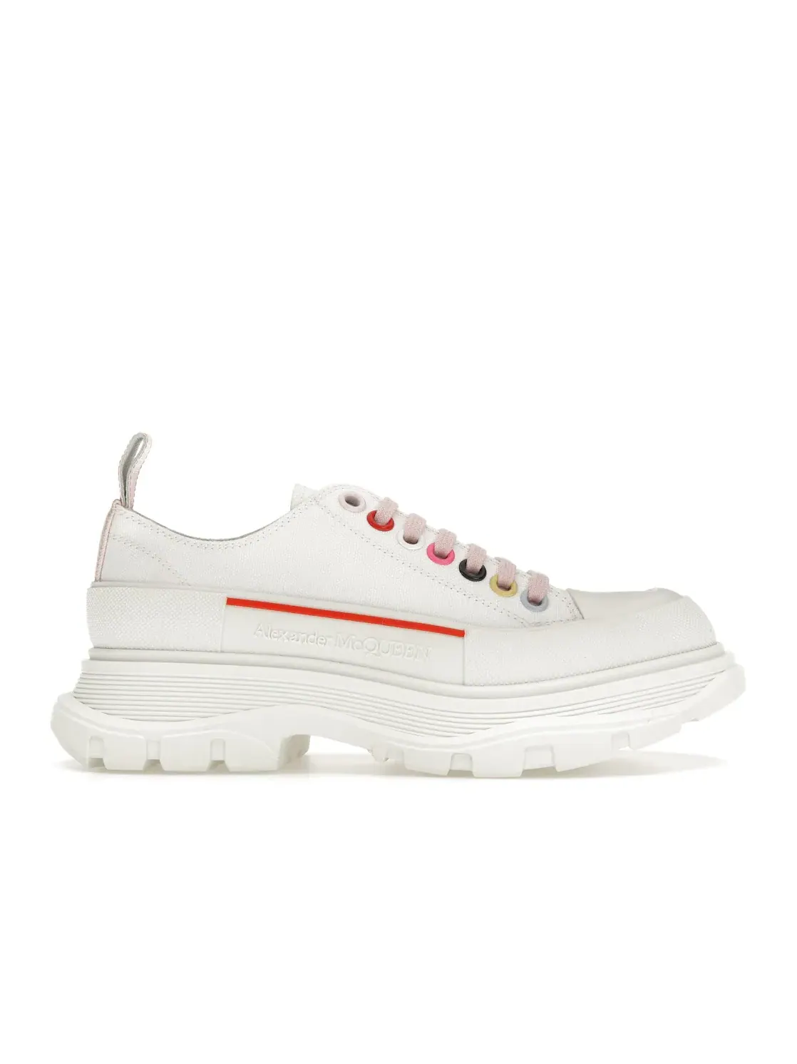 Женские кроссовки с низким верхом Alexander McQueen Tread Slick Low Lace Up — изображение 1 из 4, белый мульти