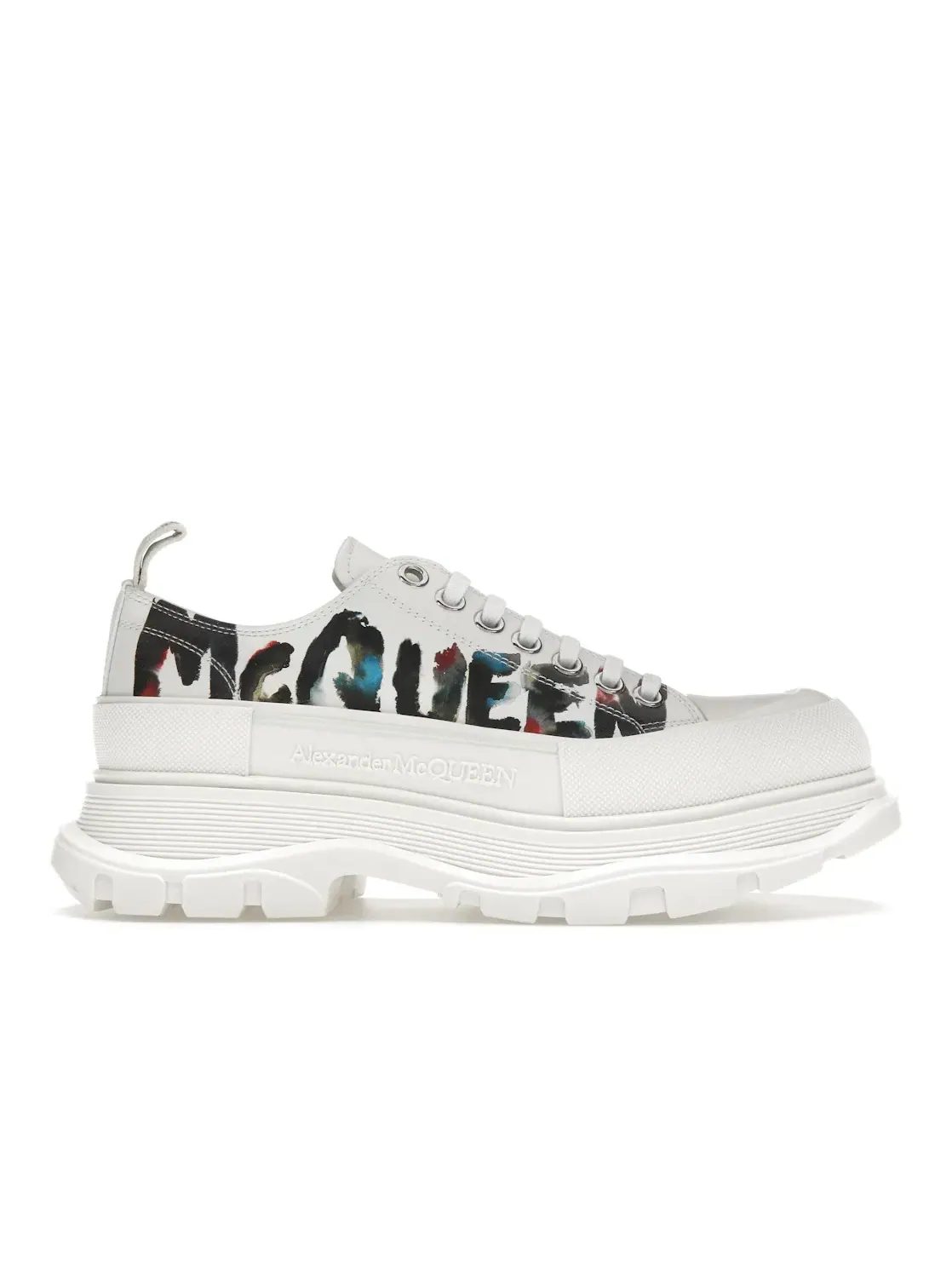 Мужские кроссовки с принтом Alexander McQueen Tread Slick Low Lace Up — изображение 1 из 4, белый/мульти