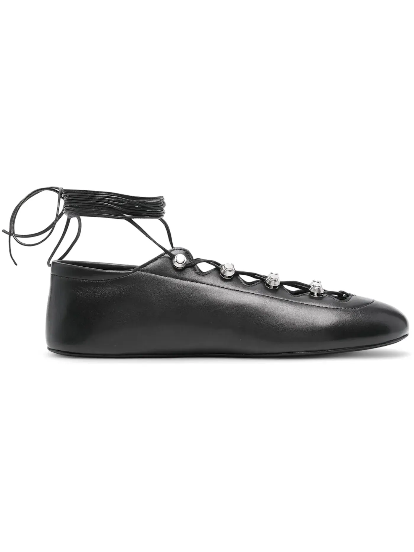 Женские балетки без каблука Alexander Wang Vyollette Lace Up Flat — изображение 1 из 1, черный