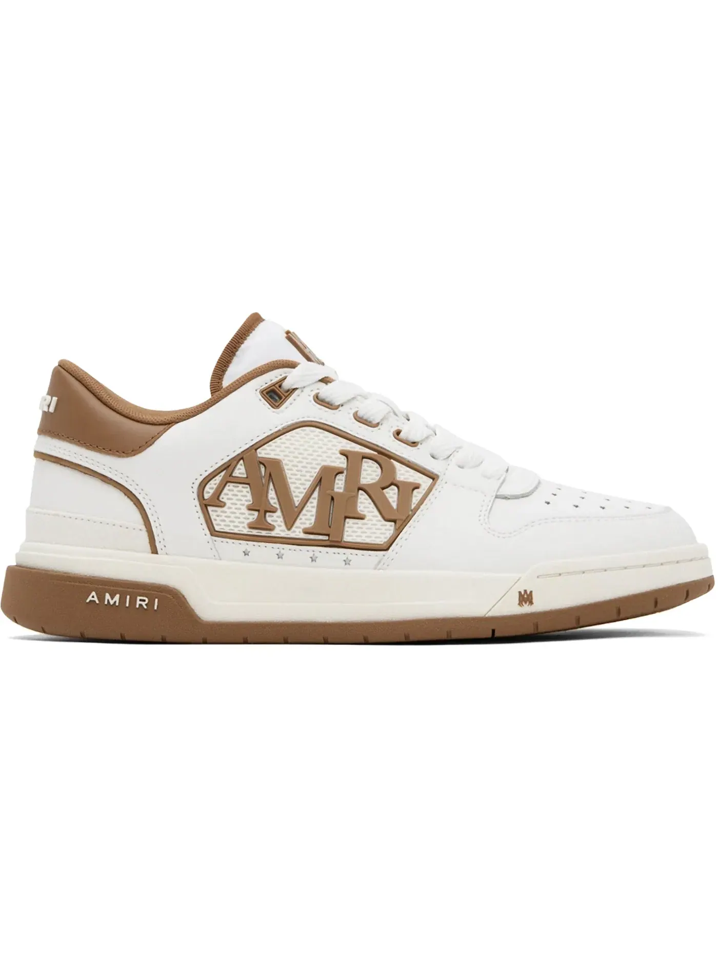 Мужские кроссовки кожаные AMIRI Classic Low — изображение 1 из 1, белый/коричневый
