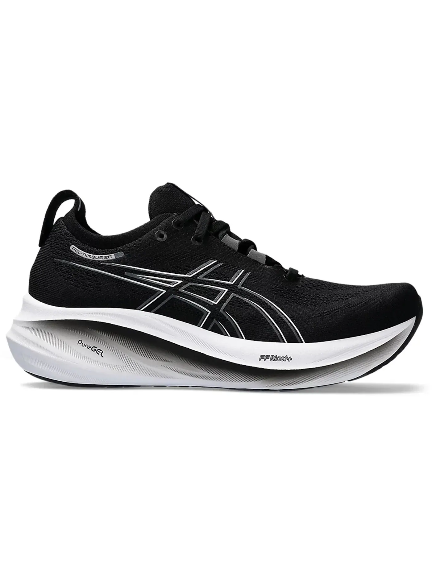 Женские кроссовки для бега ASICS Gel-Nimbus 26 — изображение 1 из 1, черный/графитовый серый