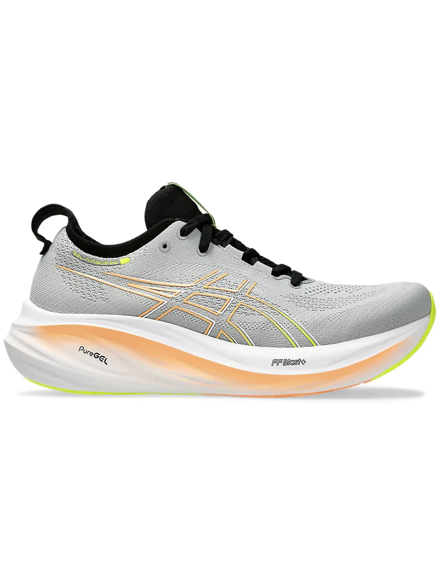 Мужские кроссовки для бега ASICS Gel-Nimbus 26 — изображение 1 из 1, серый желтый