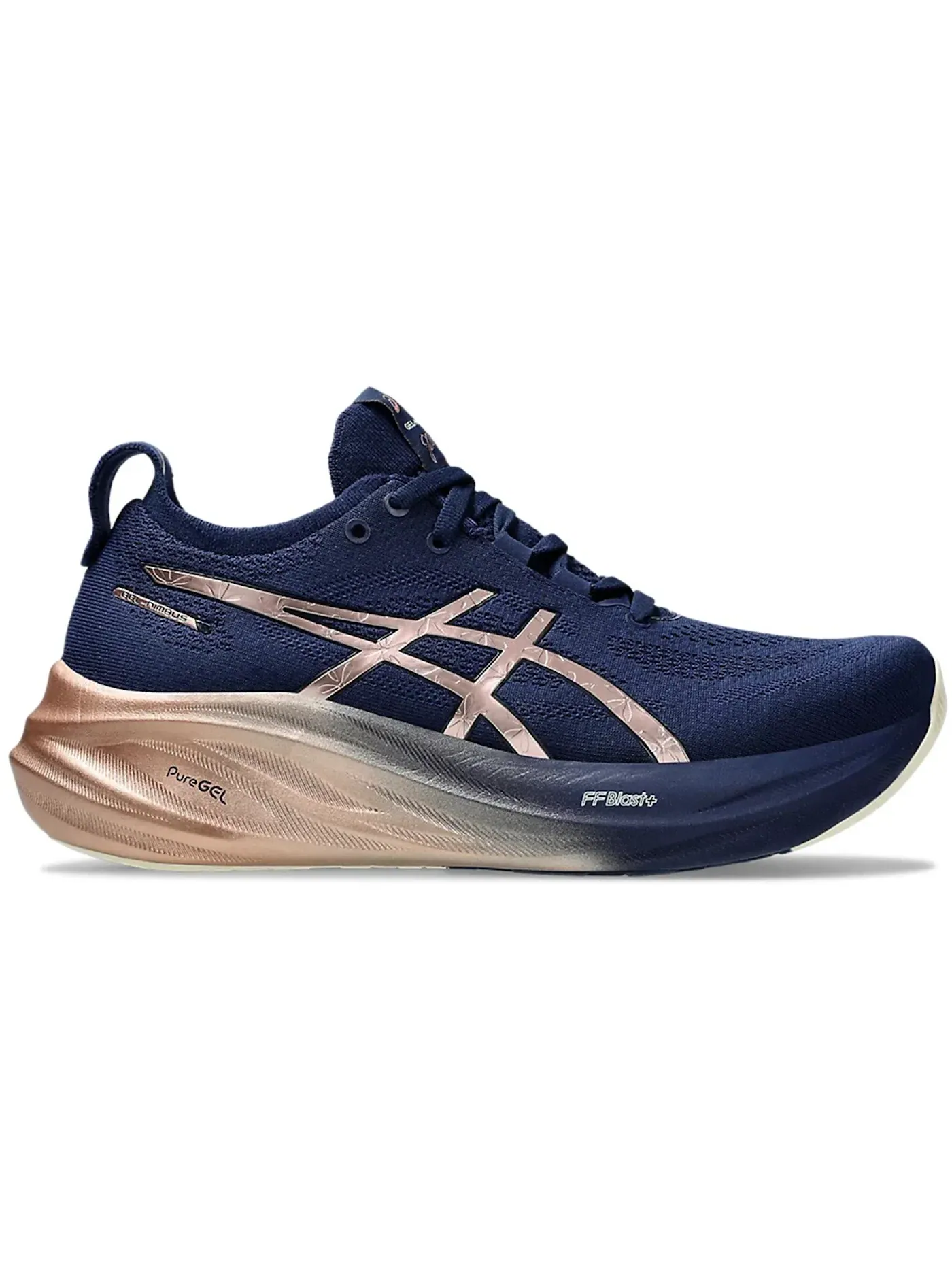 Женские кроссовки для бега ASICS Gel-Nimbus 26 Platinum — изображение 1 из 1, синий розовый золотистый
