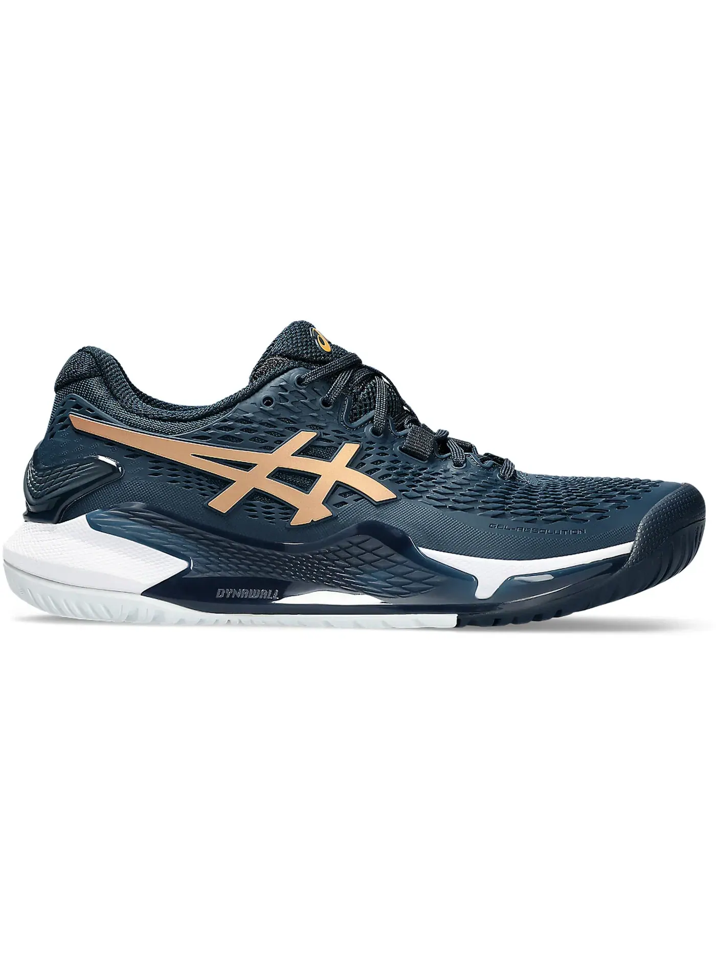 Женские кроссовки для тенниса ASICS Gel-Resolution 9 — изображение 1 из 1, синий/золотистый