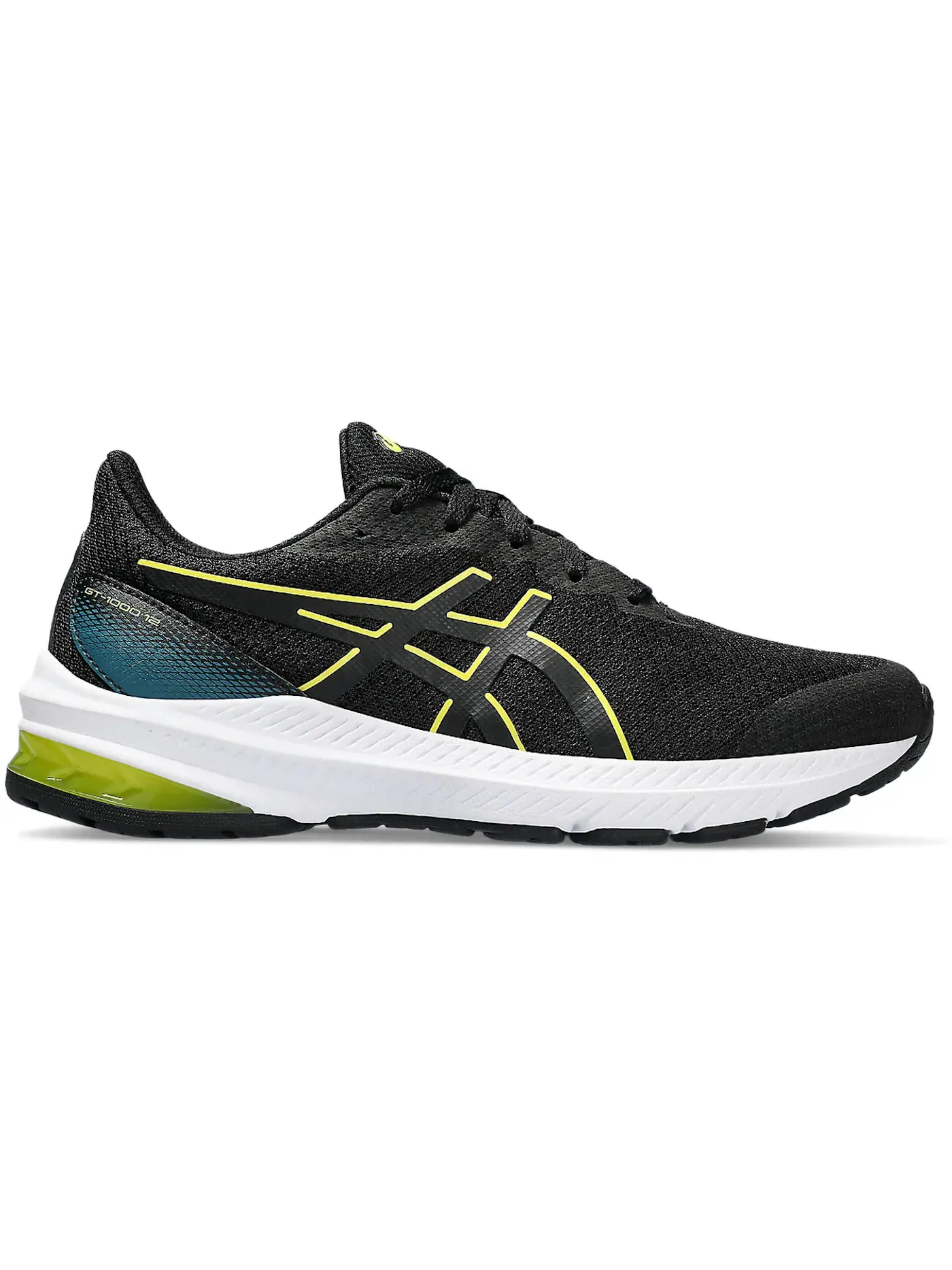 Детские кроссовки с амортизацией ASICS GT-1000 12 ASICS — изображение 1 из 1, черный/яркий желтый