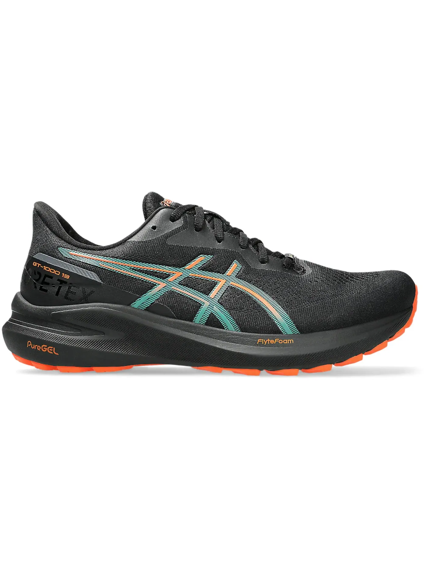 Мужские кроссовки для бега ASICS GT-1000 13 Gore-Tex — изображение 1 из 1, черный/оранжевый