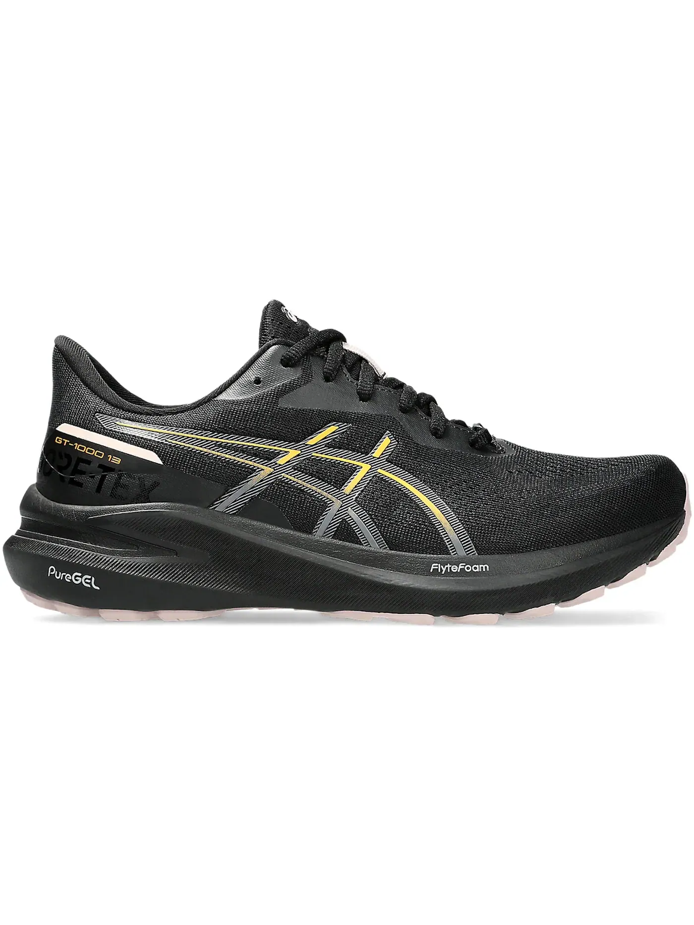 Женские кроссовки для бега с мембраной ASICS GT-1000 13 GTX ASICS — изображение 1 из 1, черный/оранжевый