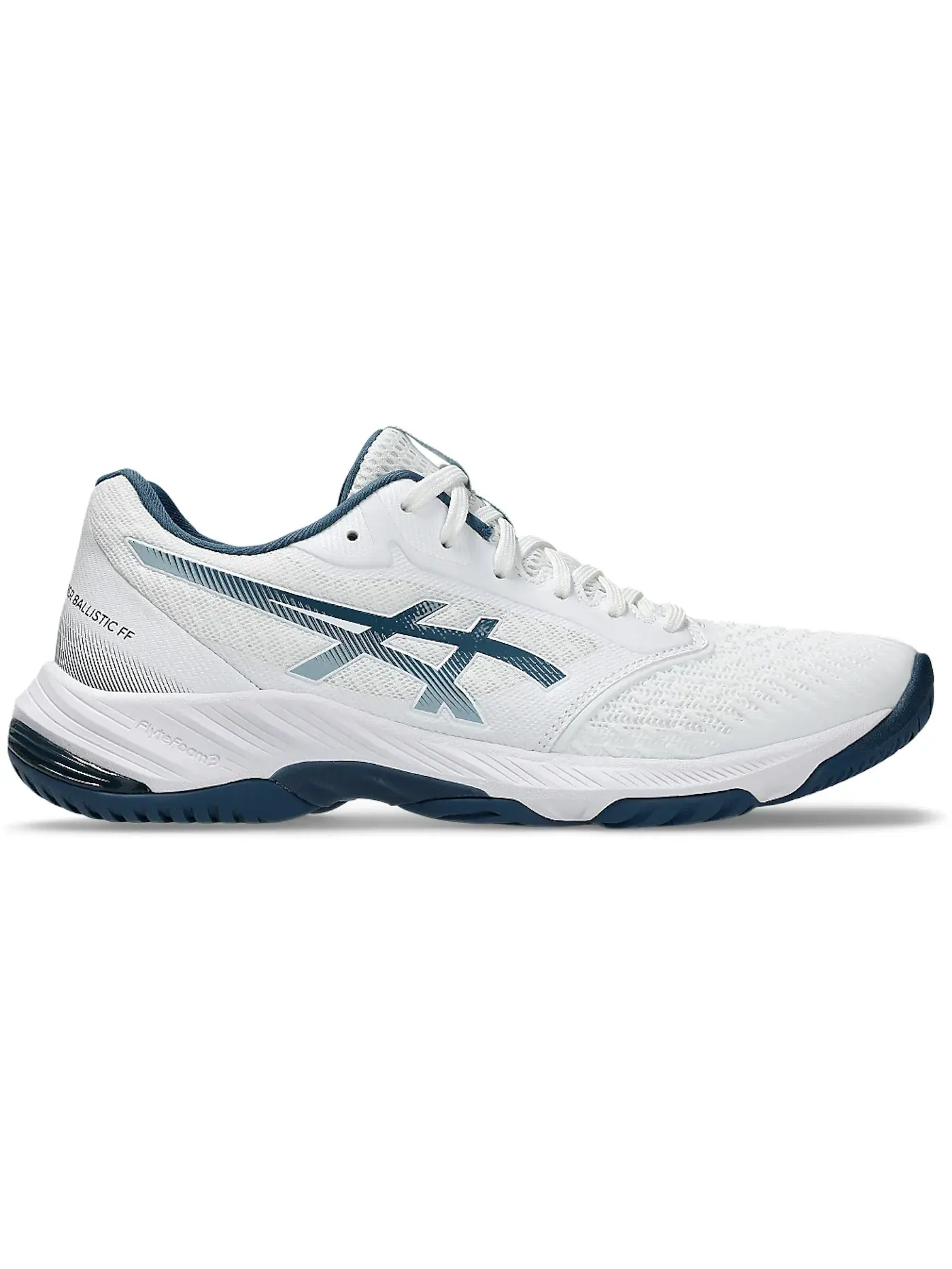 Мужские кроссовки для волейбола ASICS Netburner Ballistic FF 3 — изображение 1 из 1, белый/винтажный индиго