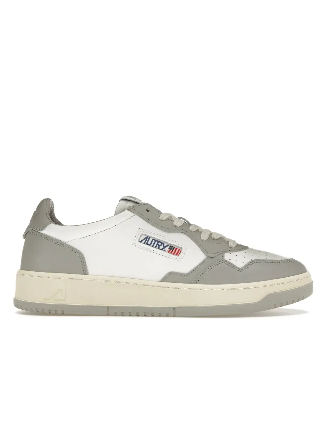 Мужские кроссовки кожаные Autry Medalist Leather Low — изображение 1 из 4, серый/белый/кремовый