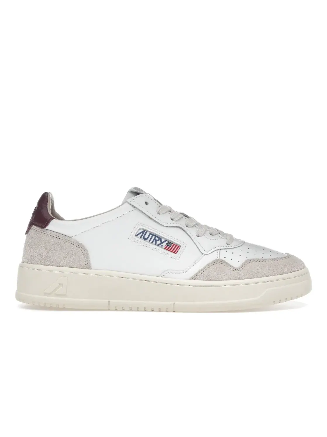 Женские кроссовки кожаные Autry Medalist Leather Low — изображение 1 из 4, белый/бордовый