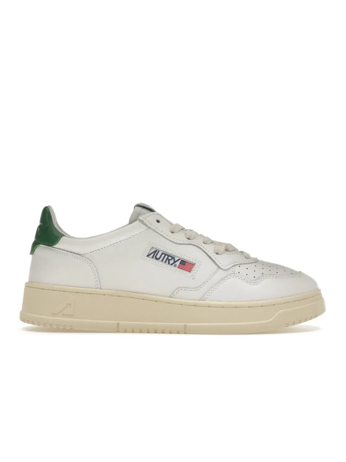 Мужские кроссовки кожаные Autry Medalist Leather Low — изображение 1 из 4, белый/зеленый/кремовый