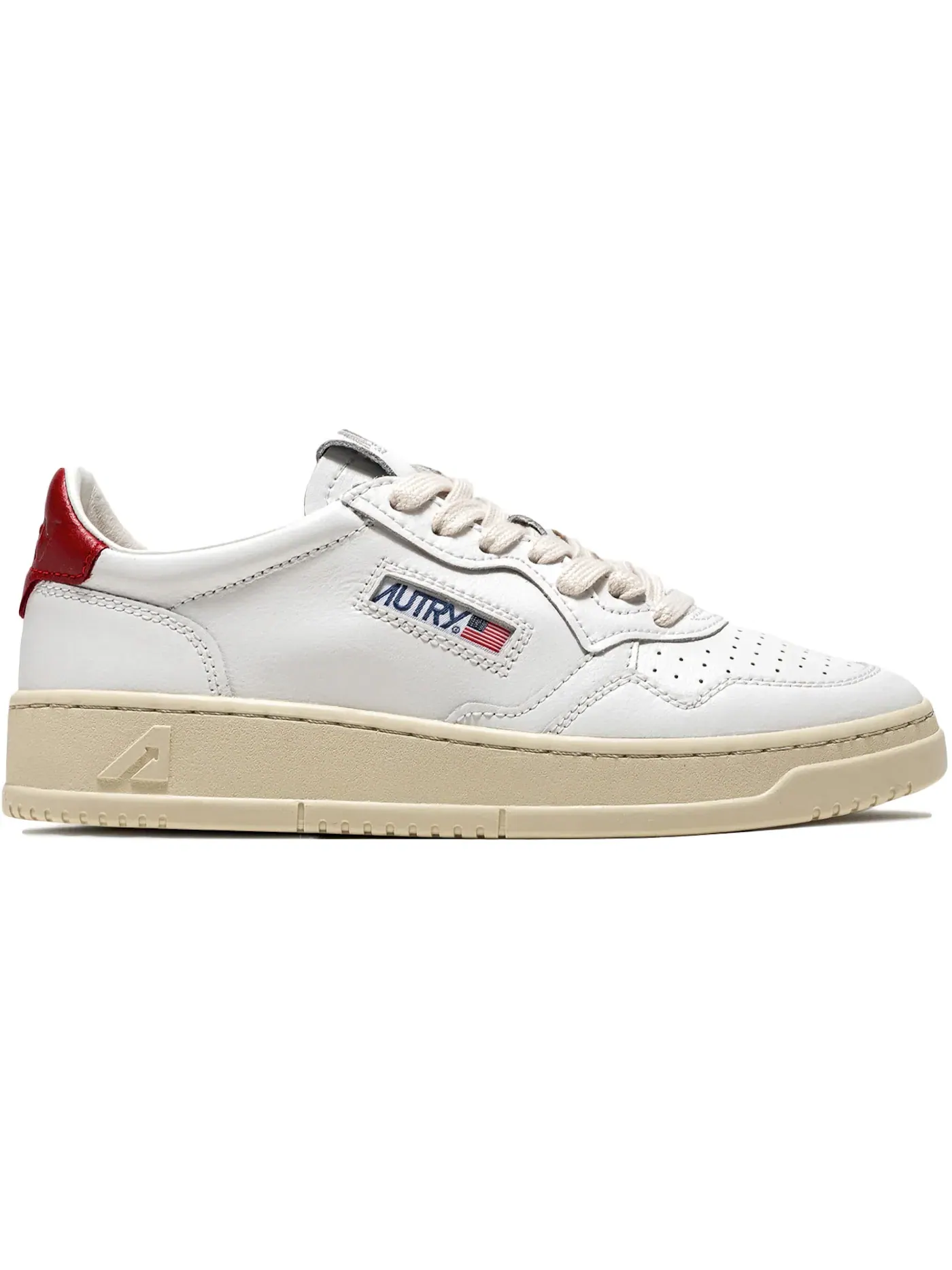 Женские кроссовки кожаные Autry Medalist Leather Low — изображение 1 из 1, белый/красный/кремовый