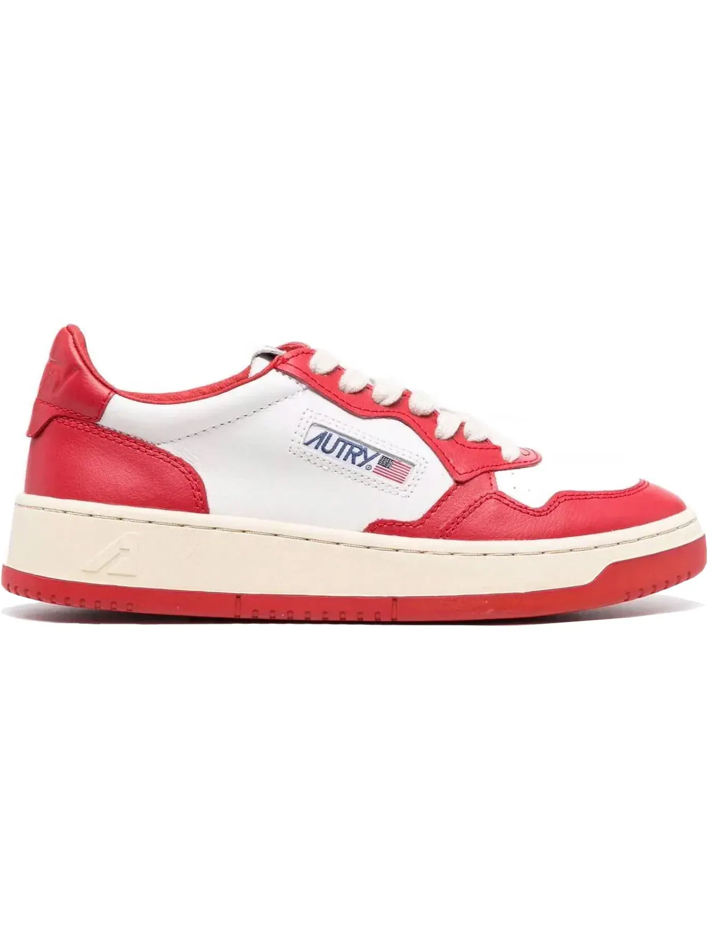 Женские кроссовки кожаные Autry Medalist Leather Low — изображение 1 из 1, белый/красный